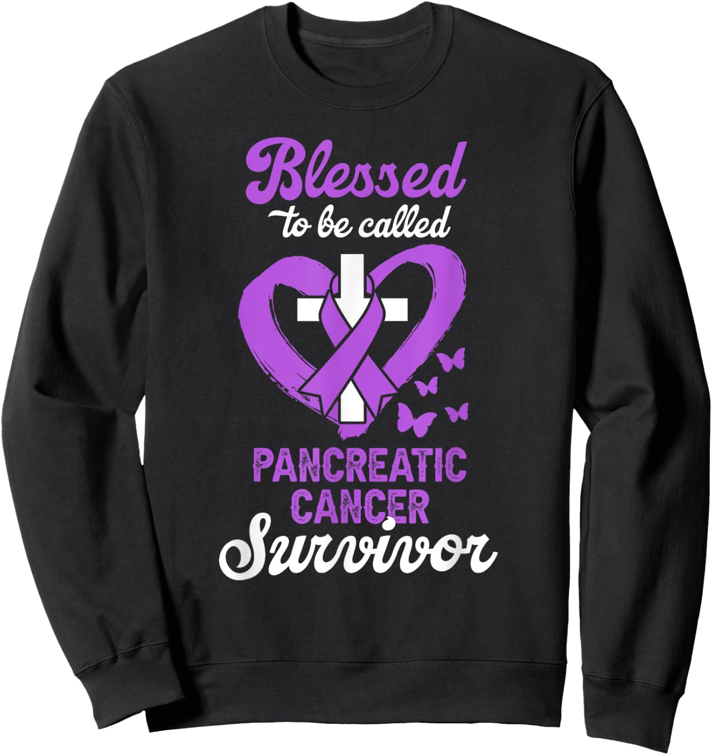Blessed To Be Called Pancreatic Cancer Survivor Christian Sweatshirt - Sweatshirt | Black