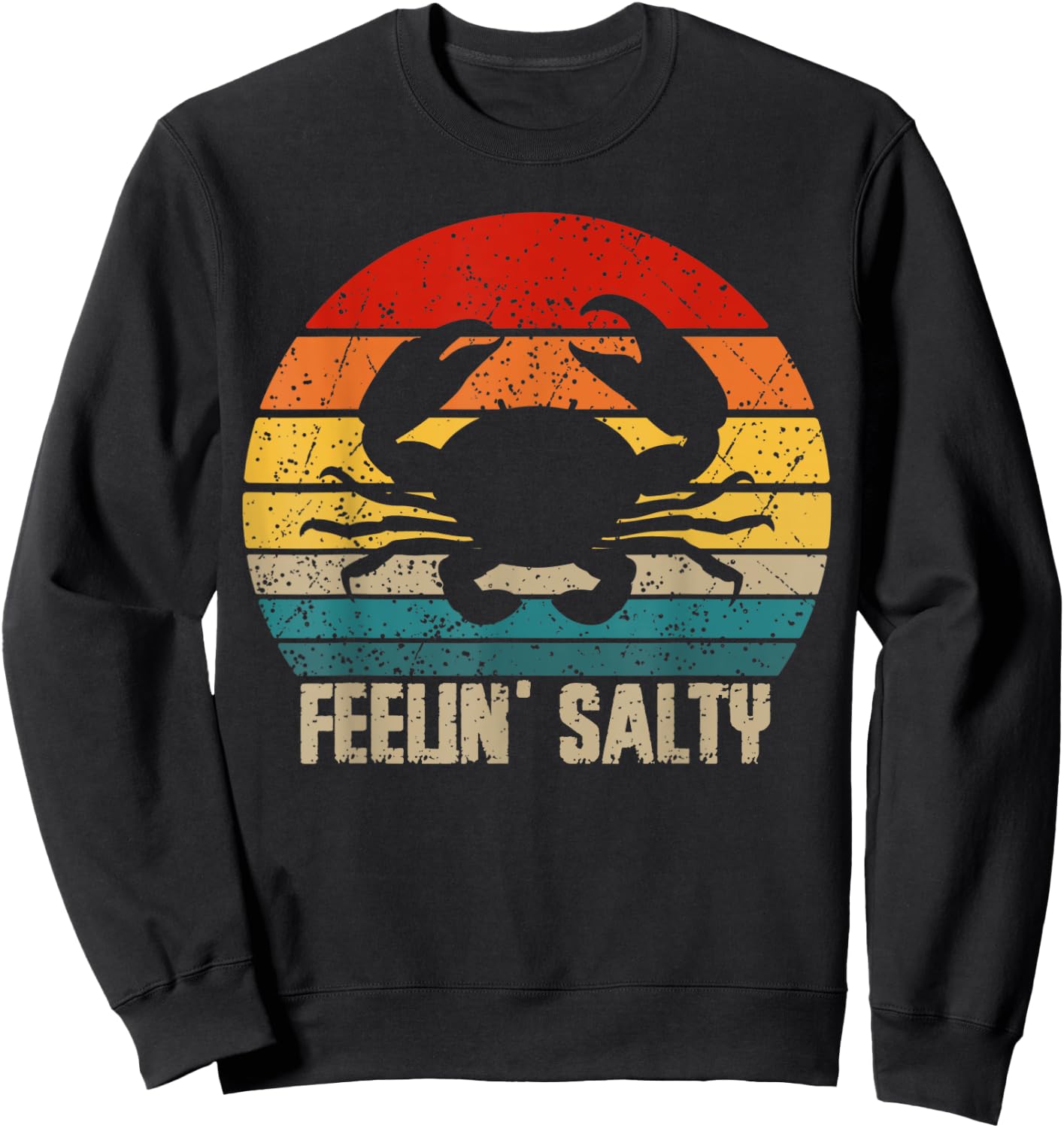 Feelin Salty Maryland Crab Sunset Graphic Sweatshirt - Sweatshirt | Black