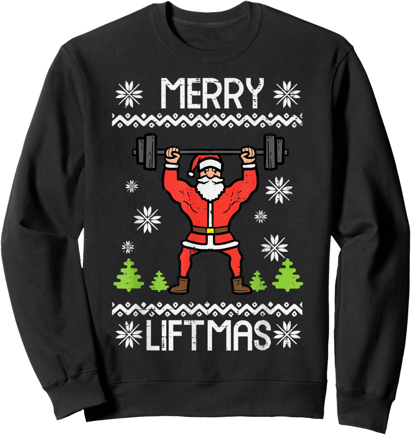 Merry Liftmas Ugly Christmas Xmas Workout Gym Bodybuild Men Sweatshirt - Sweatshirt | Black