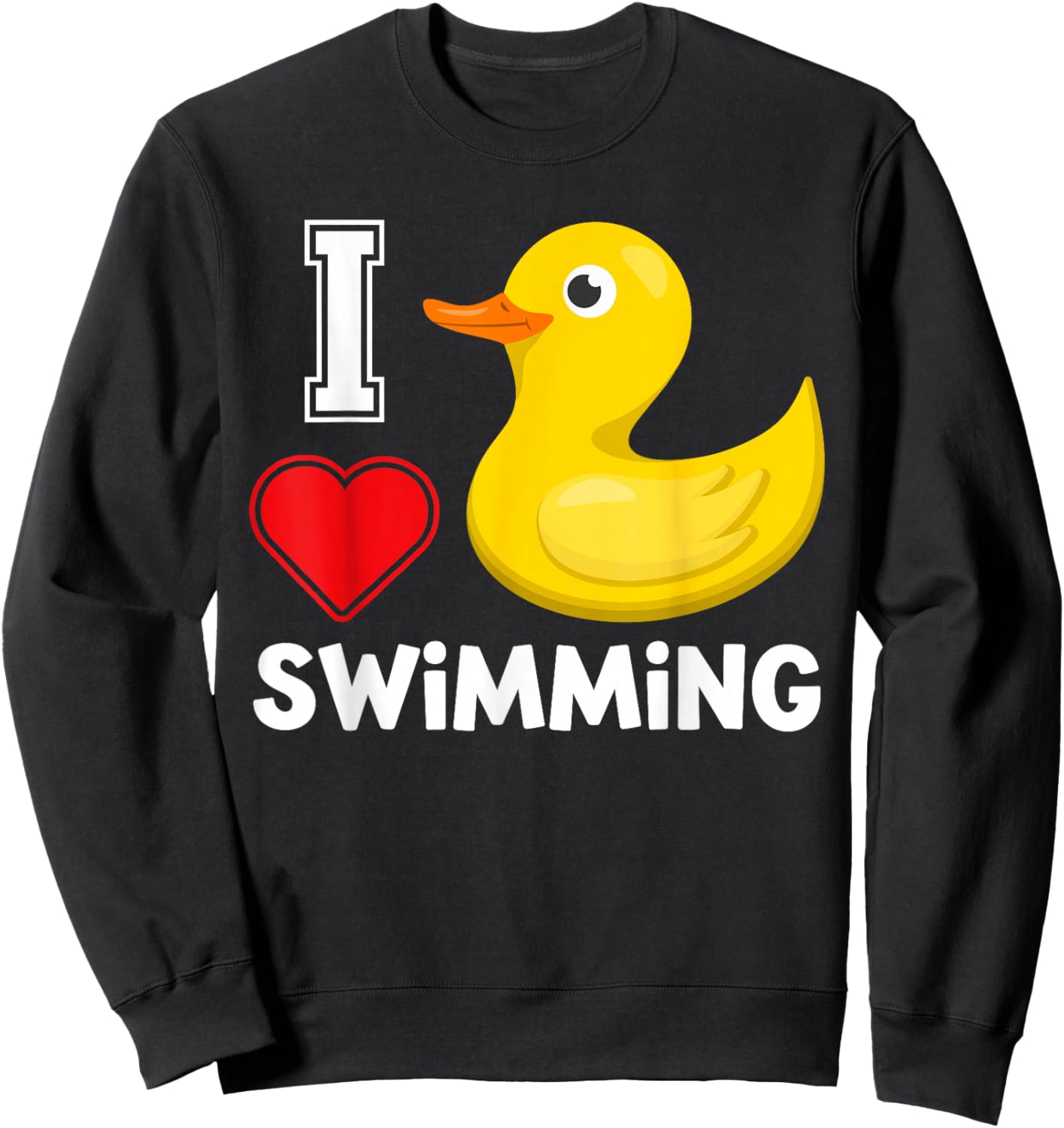 Swim Shirts For Boys Girls, Funny I Love Swimming Duck Sweatshirt - Sweatshirt | Black