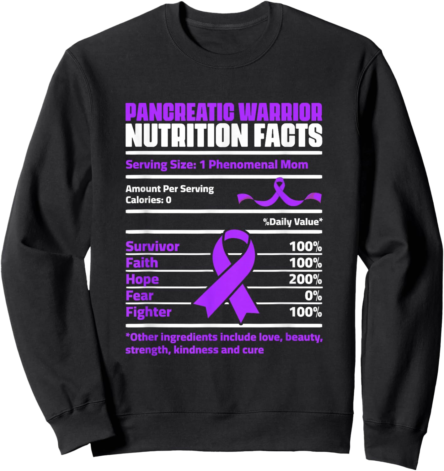 Pancreatic Cancer Nutrition Facts Pancreas Survivor Mom Sweatshirt - Sweatshirt | Black