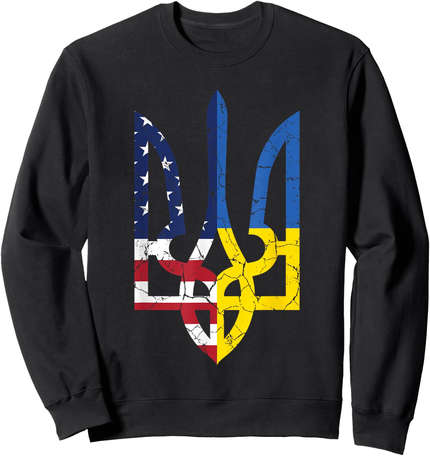 Ukrainian American Flag Symbol Love Support US Ukraine Gift Sweatshirt - Sweatshirt | Black