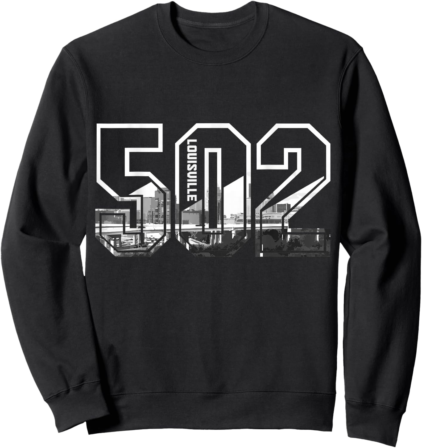 502 Area Code Pride Louisville Kentucky Skyline Vintage Sweatshirt - Sweatshirt | Black