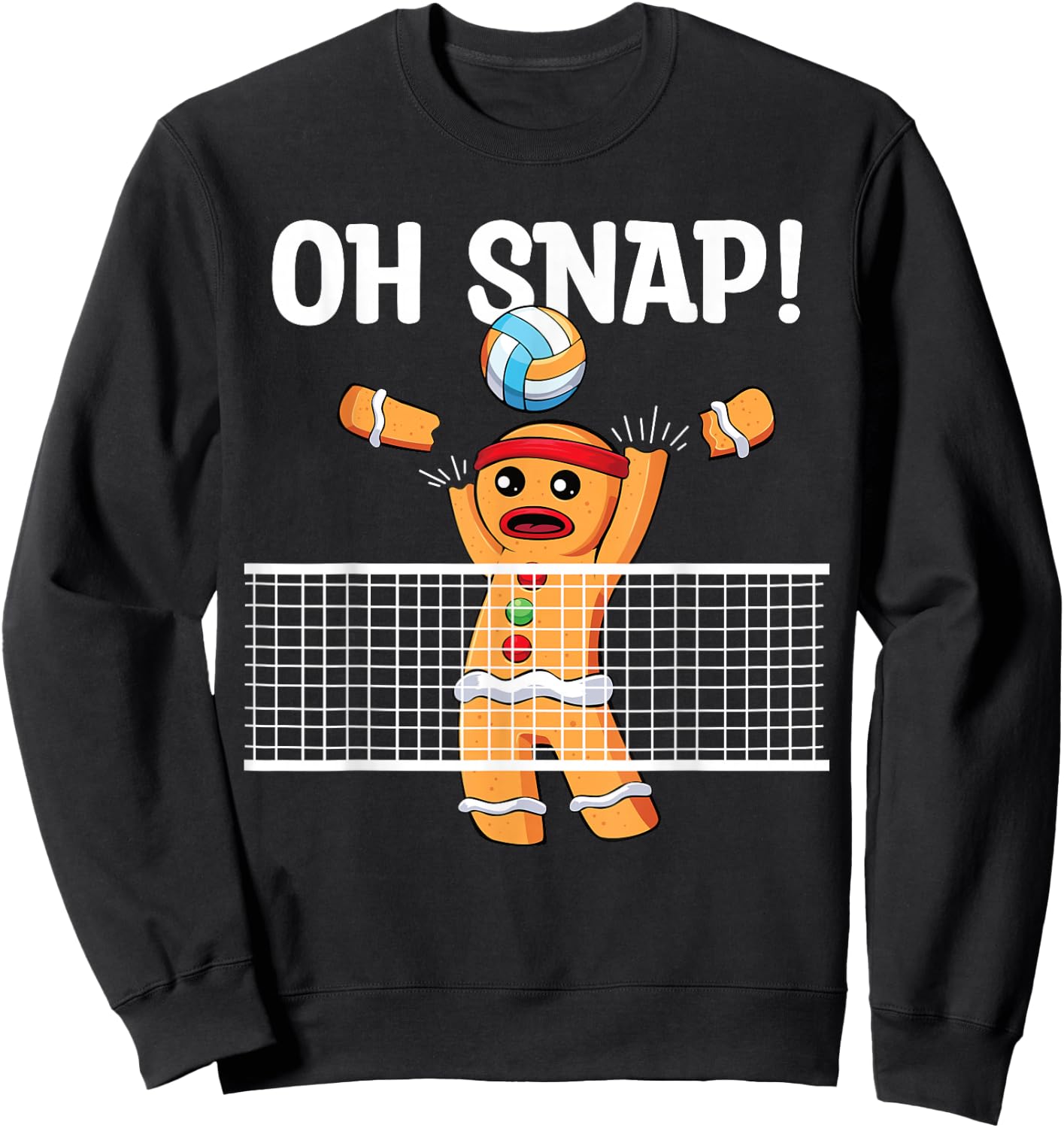 Gingerbread Man Oh Snap Christmas Volleyball Player Blocker Sweatshirt - Sweatshirt | Black