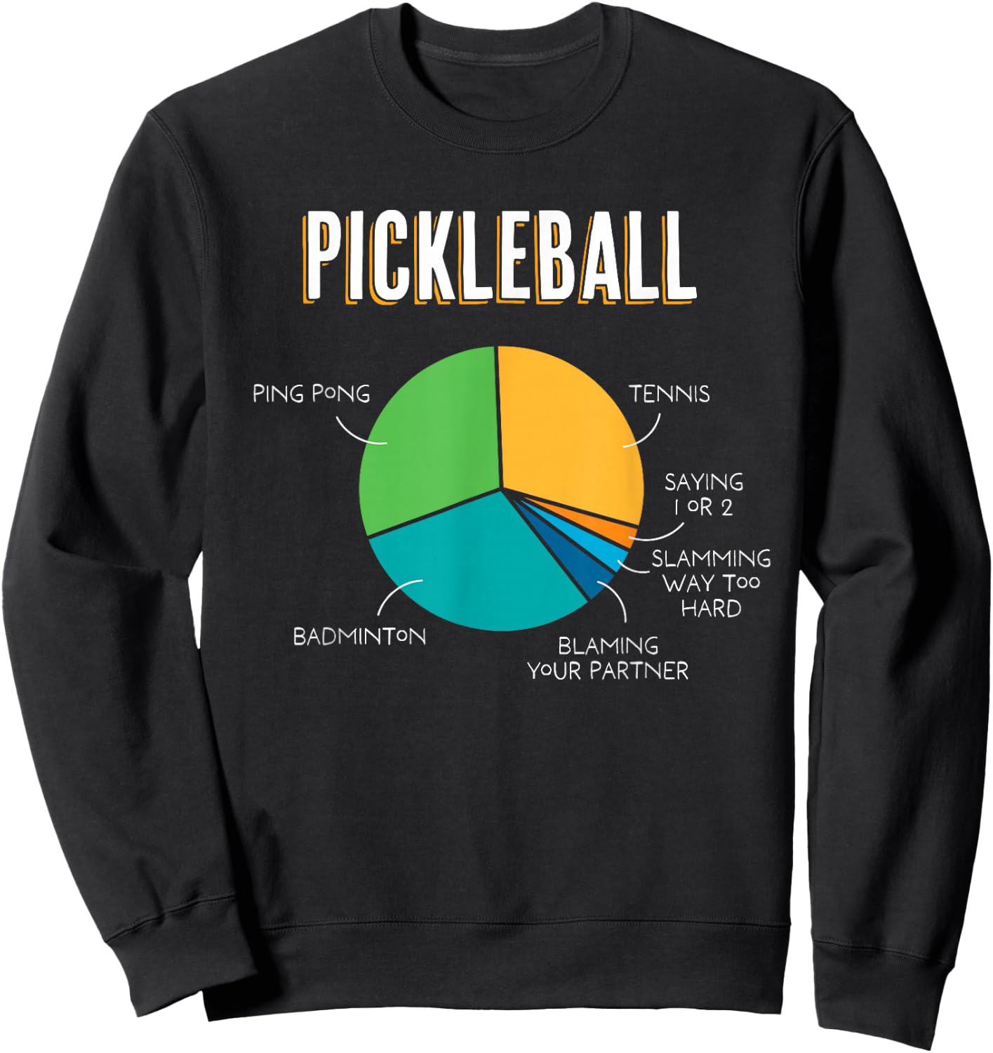 Pickleball Pie Chart 1 or 2 Slam Funny Pickleball Sweatshirt - Sweatshirt | Black