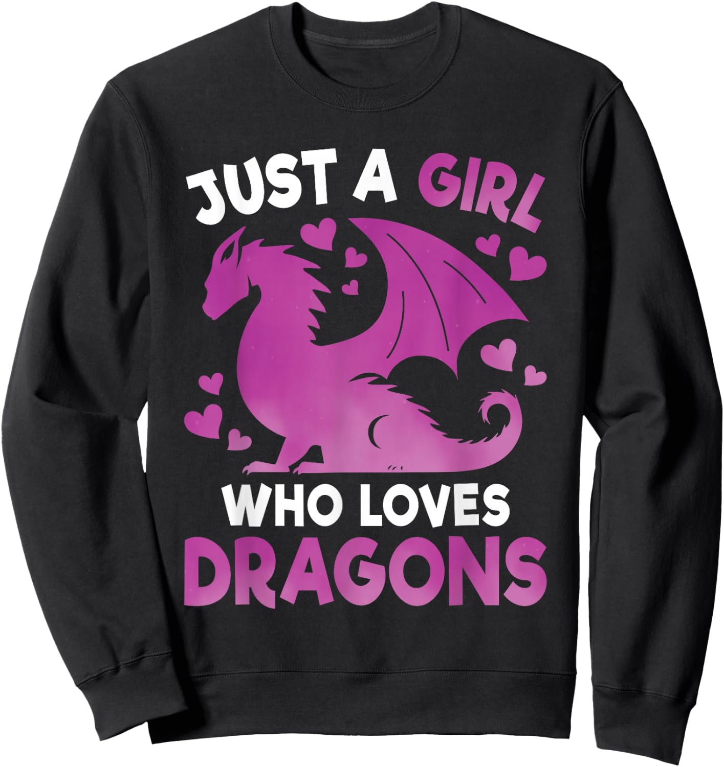 Just A Girl Who Loves Dragons Cute Dragon Lover Girls Kids Sweatshirt - Sweatshirt | Black