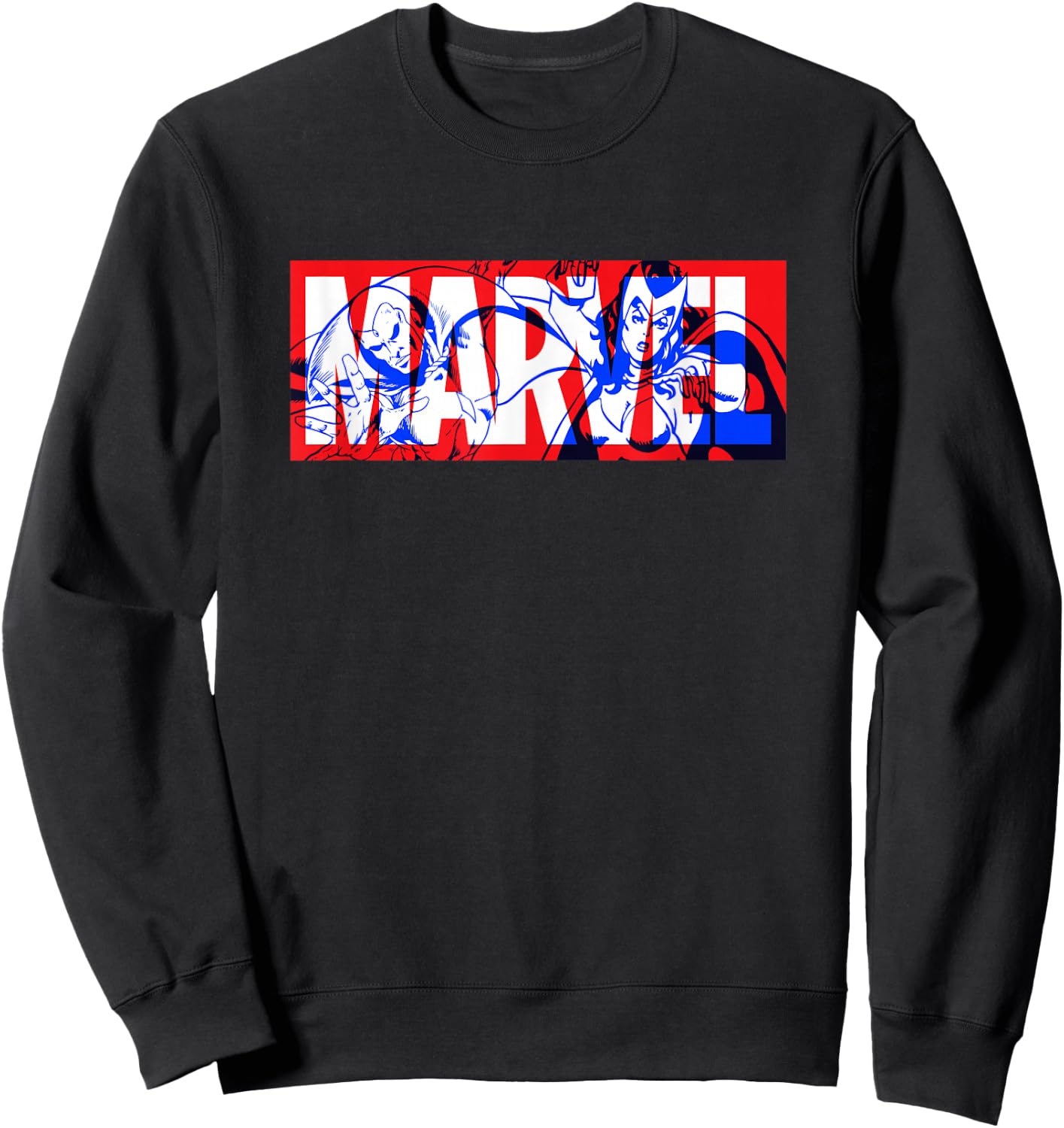 Marvel Logo Vision and The Scarlet Witch Comic Art Avengers Sweatshirt - Sweatshirt | Black
