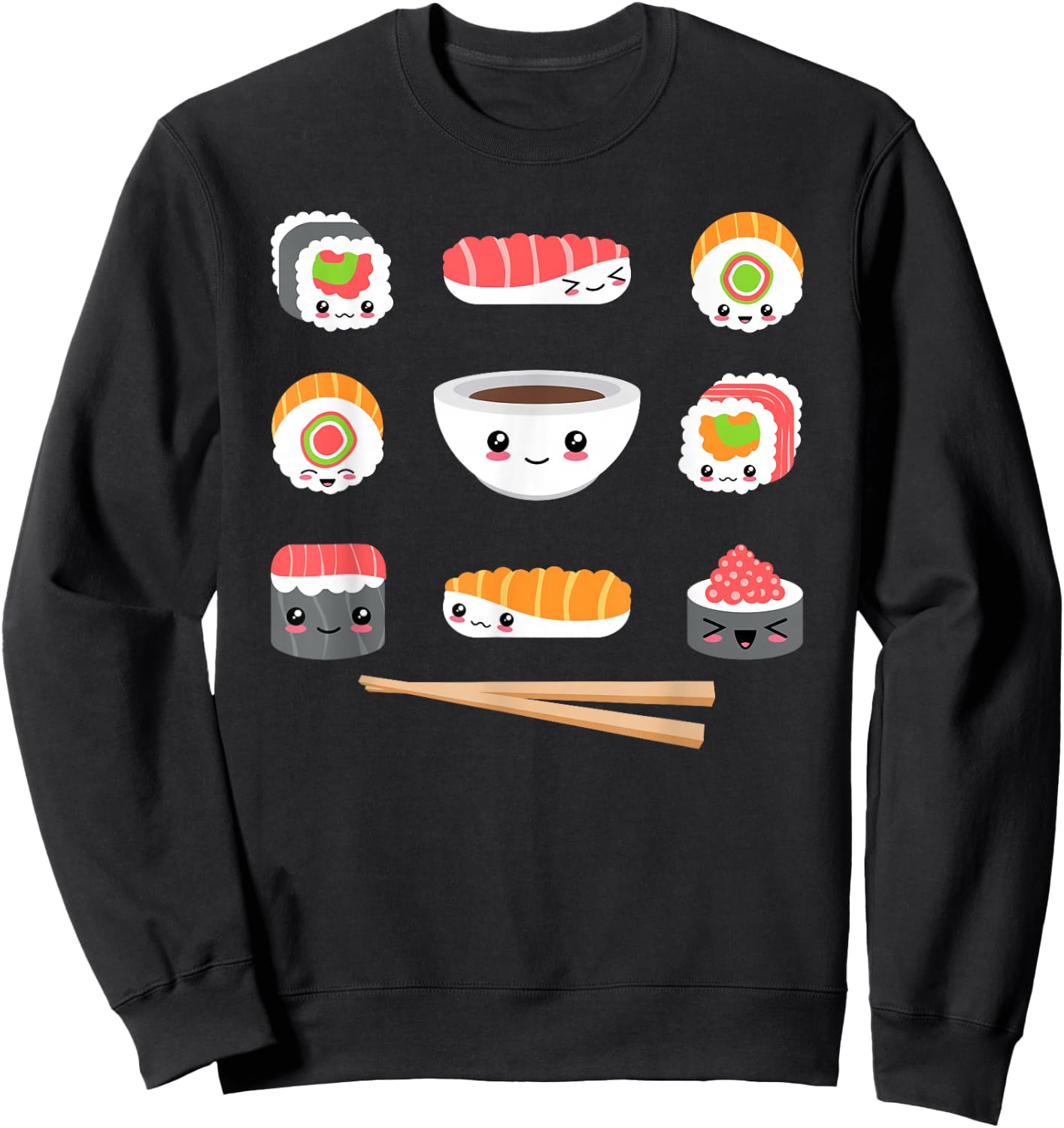 Funny Japanese Food Kawaii Sushi Lovers Anime Men Women Kids Sweatshirt - Sweatshirt | Black