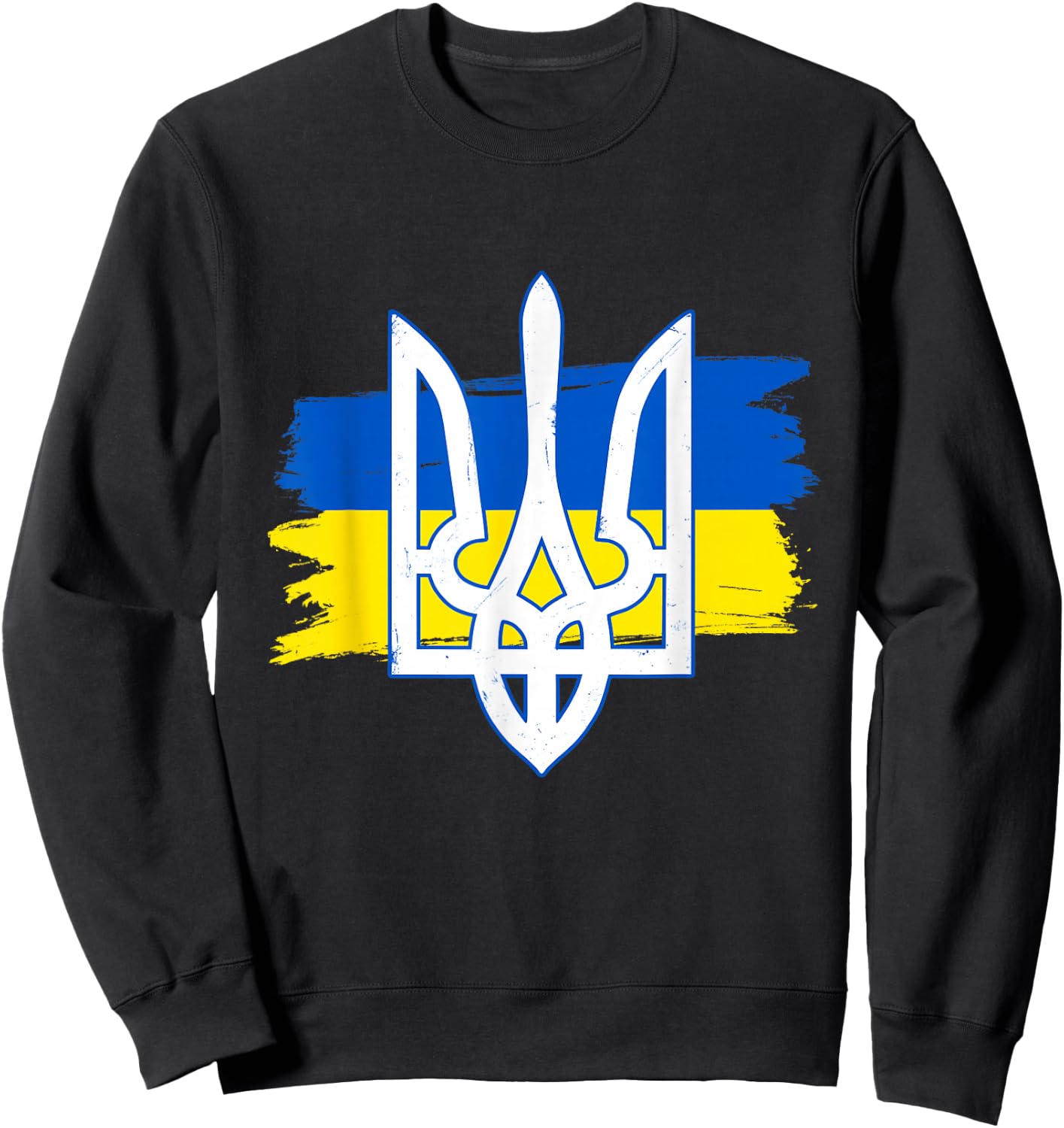 Ukraine Flag Trident - Ukrainian Tryzub Patriotic Women Kids Men Sweatshirt - Sweatshirt | Black
