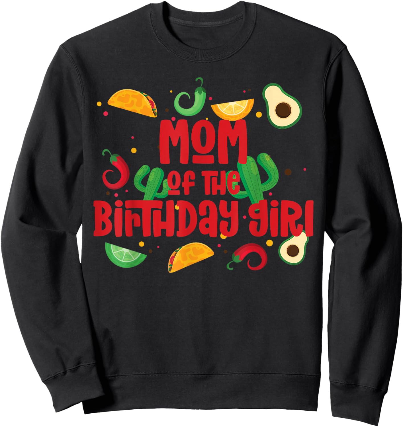 Mom Taco Twosday Fiesta Taco Birthday Theme Girl 2yr Sweatshirt - Sweatshirt | Black