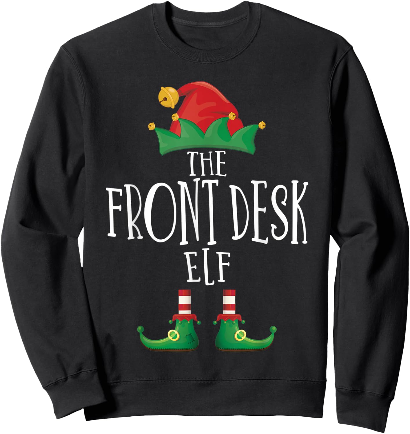 Front Desk Elf Shirt Funny Family Matching Group Christmas Sweatshirt - Sweatshirt | Black