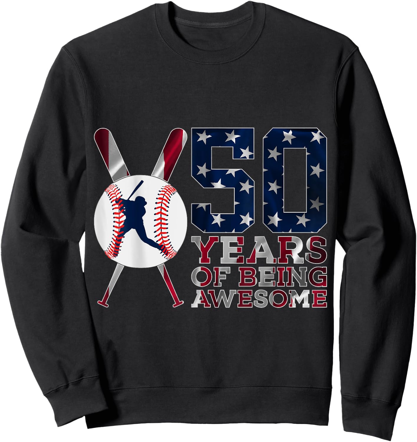 50 Years of Being Awesome Baseball 50th Birthday Sweatshirt - Sweatshirt | Black