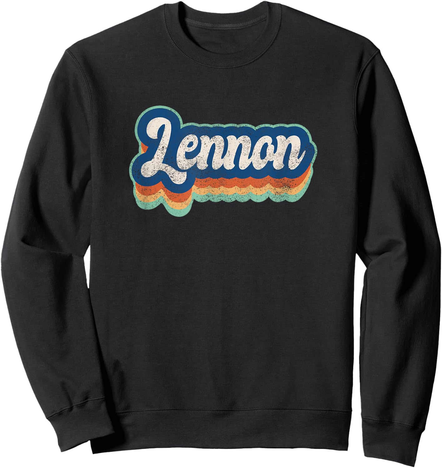 Lennon First Name Boy Vintage Style 70s 80s Personalized Sweatshirt - Sweatshirt | Black