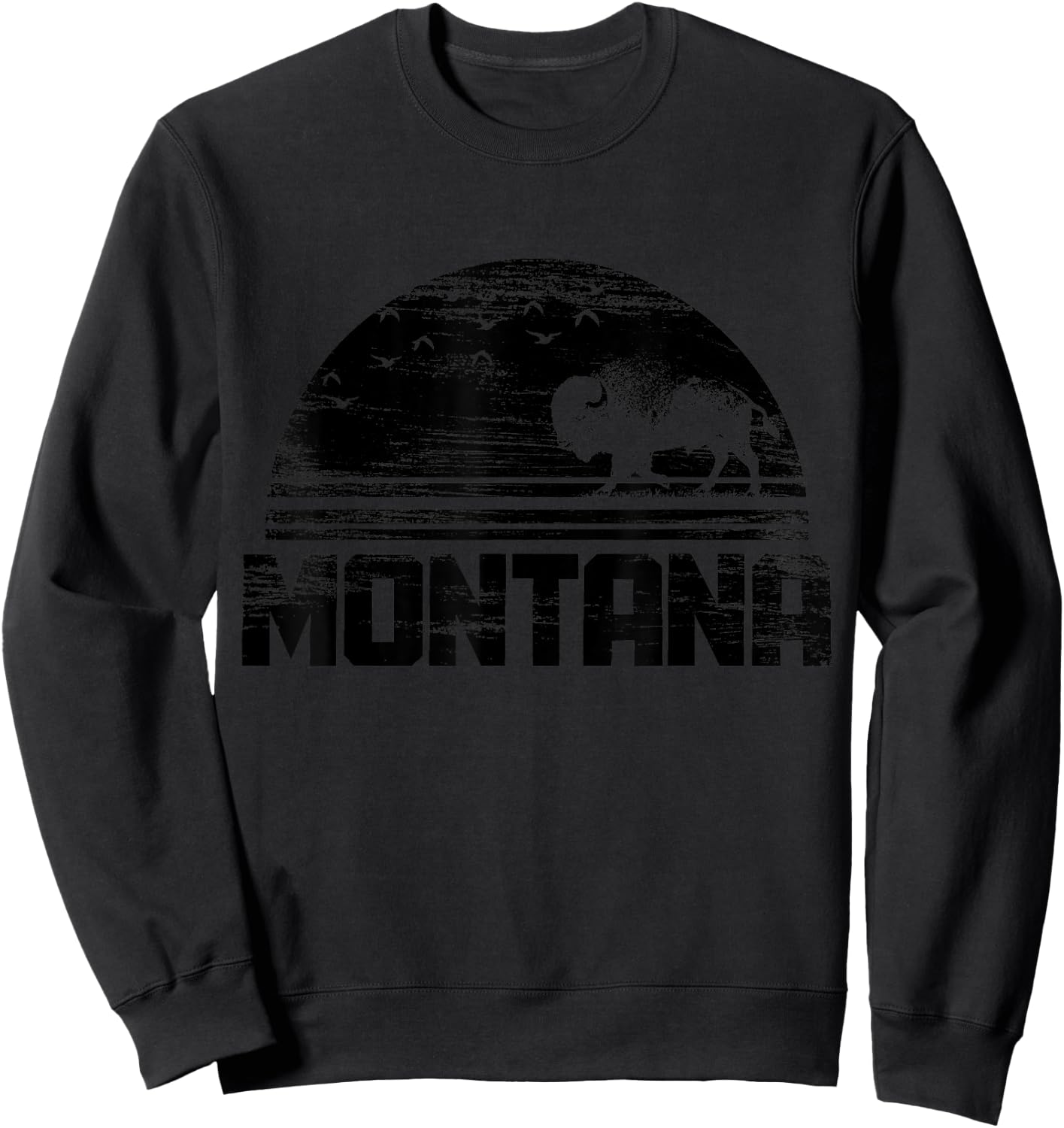 Montana Bison American Buffalo National Park Pride Vintage Sweatshirt - Sweatshirt | Black
