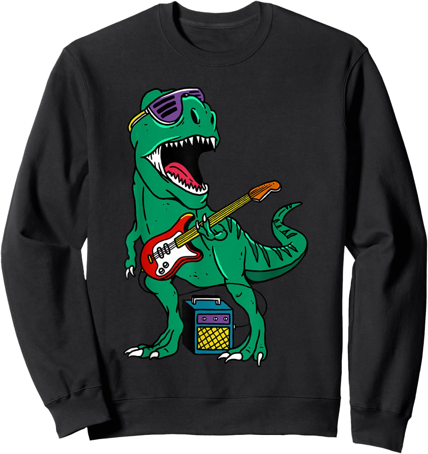 Dinosaur Rock'n Roll Dino Rock, Rocking Dinosaur Rock Bands Sweatshirt - Sweatshirt | Black