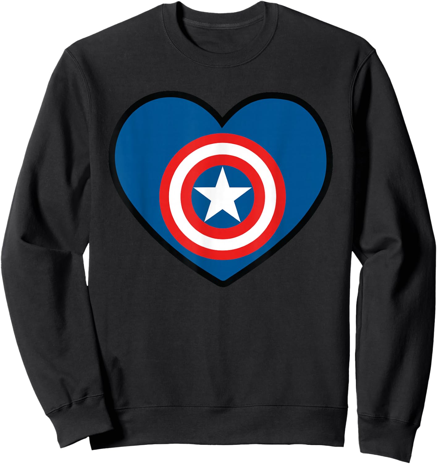 Marvel Captain America Avengers Heart Love Valentine’s Day Sweatshirt - Sweatshirt | Black