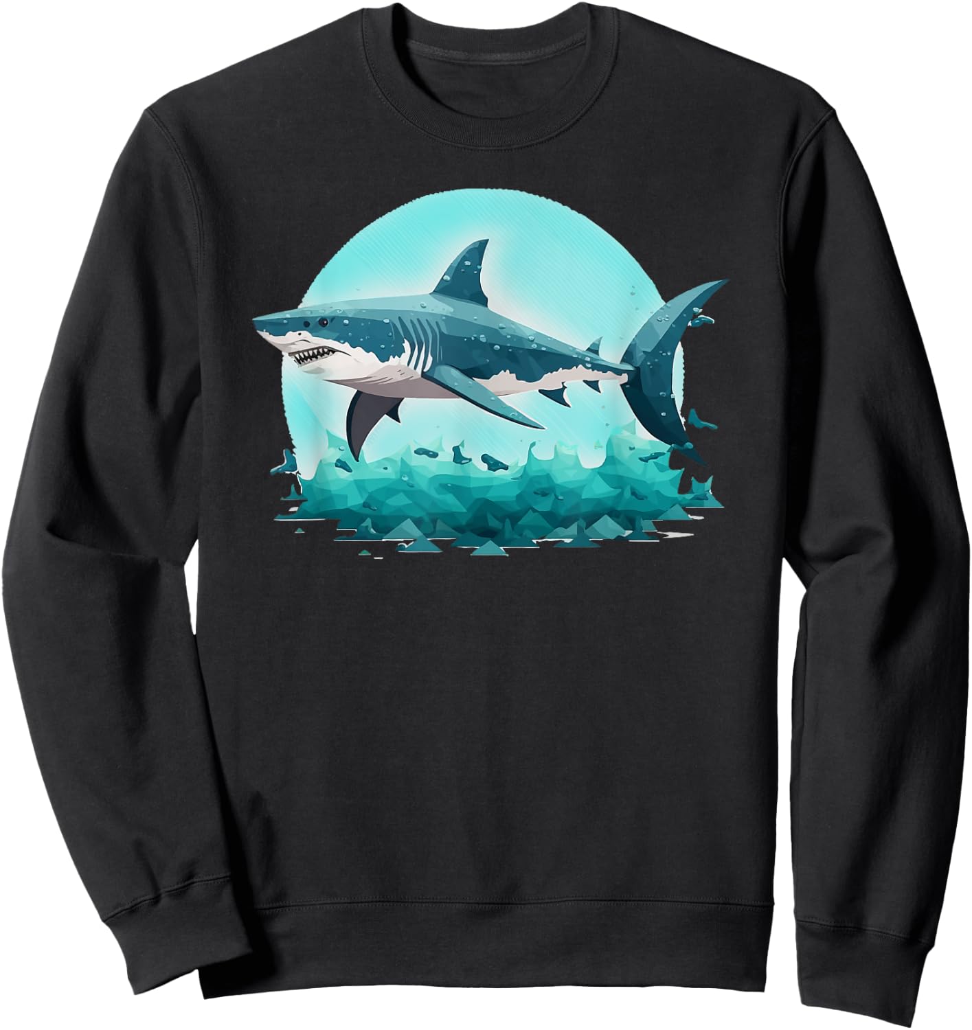 White Great Shark Open Ocean Sweatshirt - Sweatshirt | Black