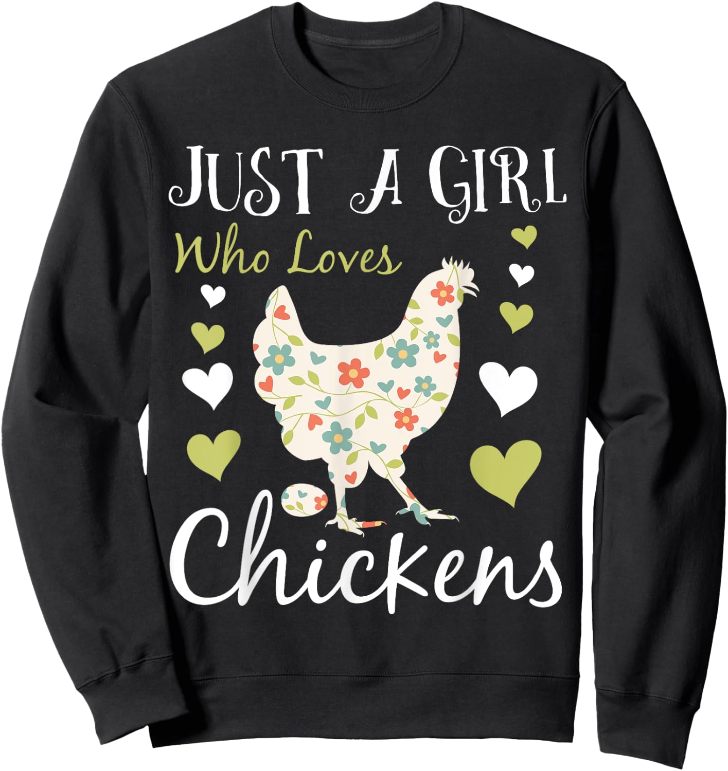 Cool Chicken Design Girls Chicken Farmer Lovers Sweatshirt - Sweatshirt | Black