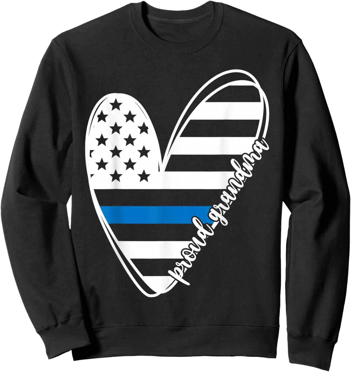 Proud Grandma Heart Police Grandma Of A Police Officer Sweatshirt - Sweatshirt | Black