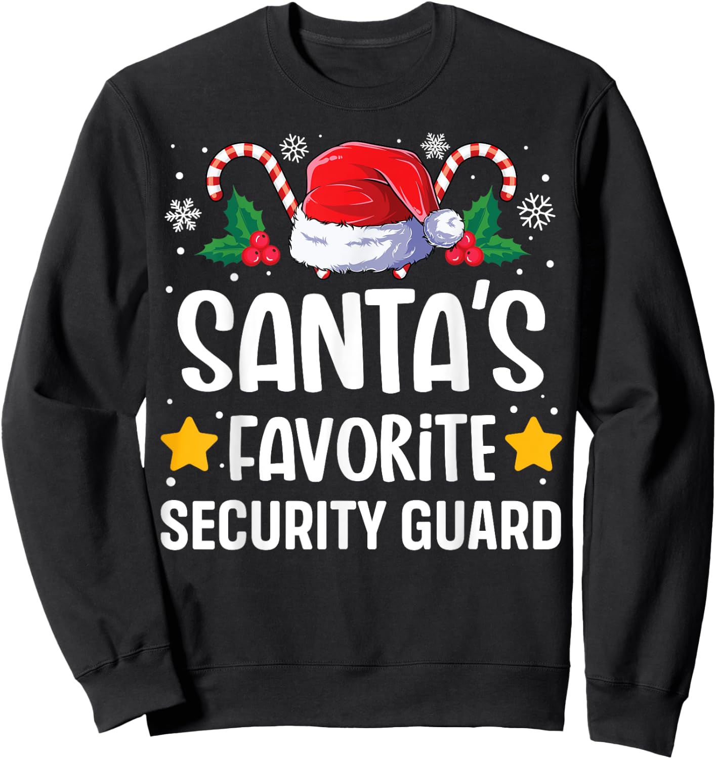 Santas Favorite Security Guard Christmas Matching Group Pj Sweatshirt - Sweatshirt | Black
