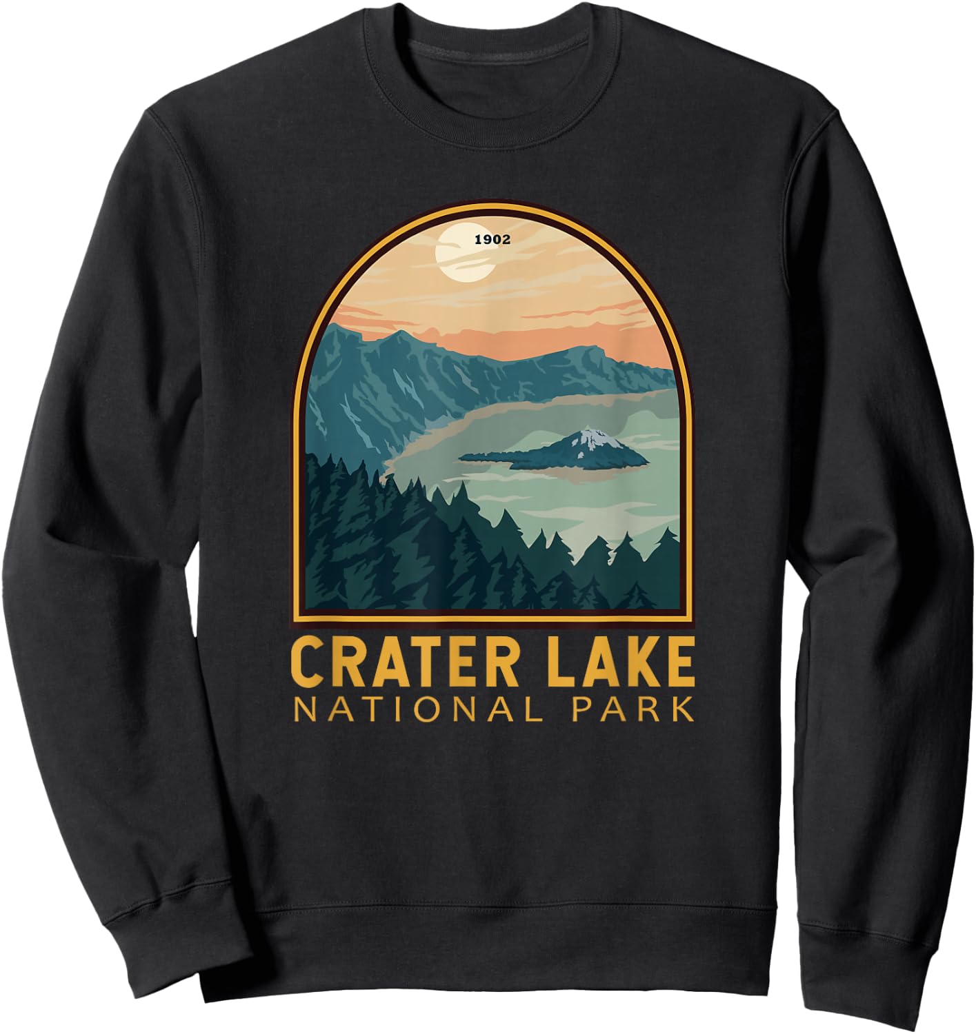 Crater Lake National Park Vintage Emblem Sweatshirt - Sweatshirt | Black