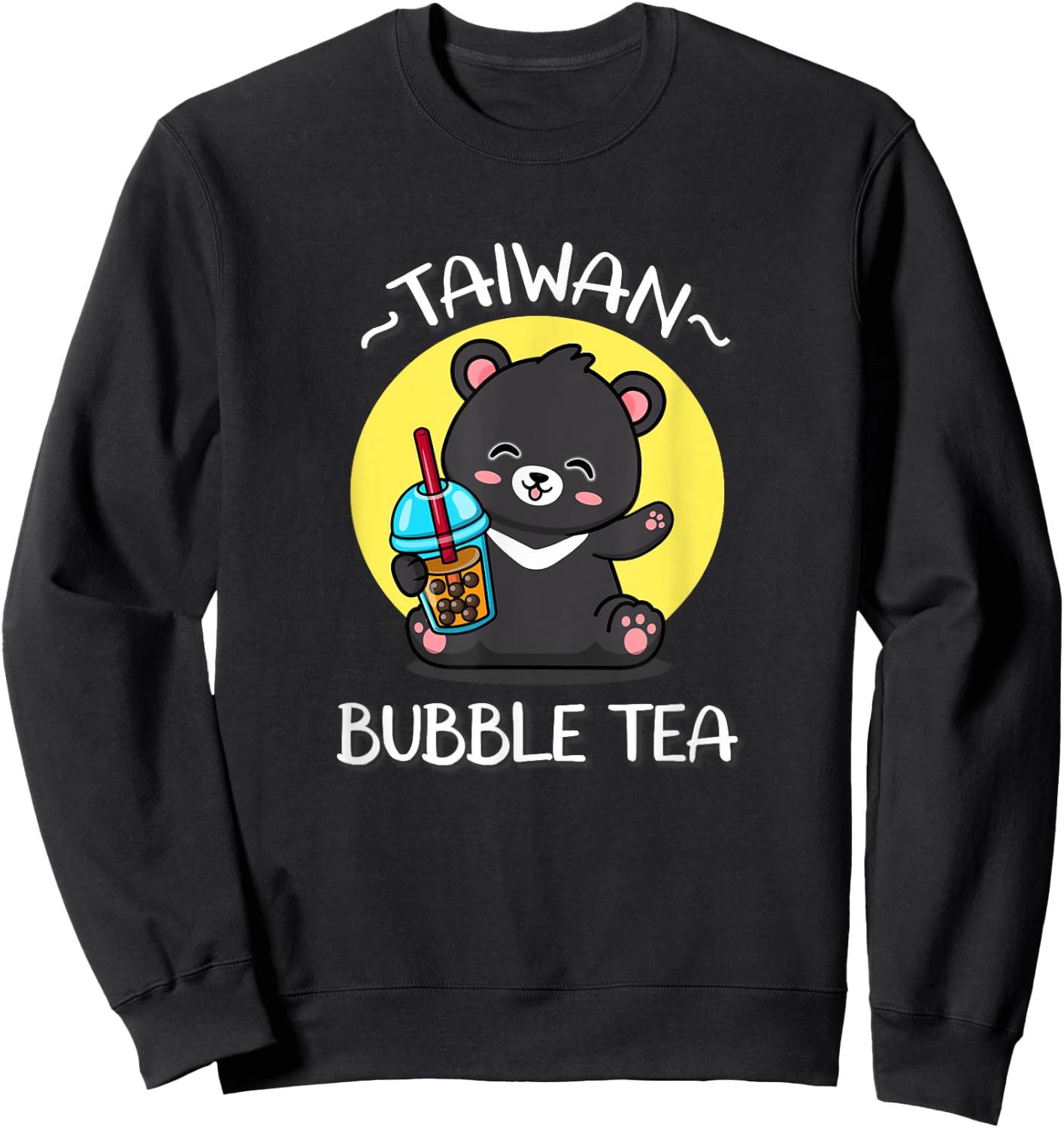 Kawaii Boba Bubble Milk Tea Lover Formosa Bear Taiwan Travel Sweatshirt - Sweatshirt | Black