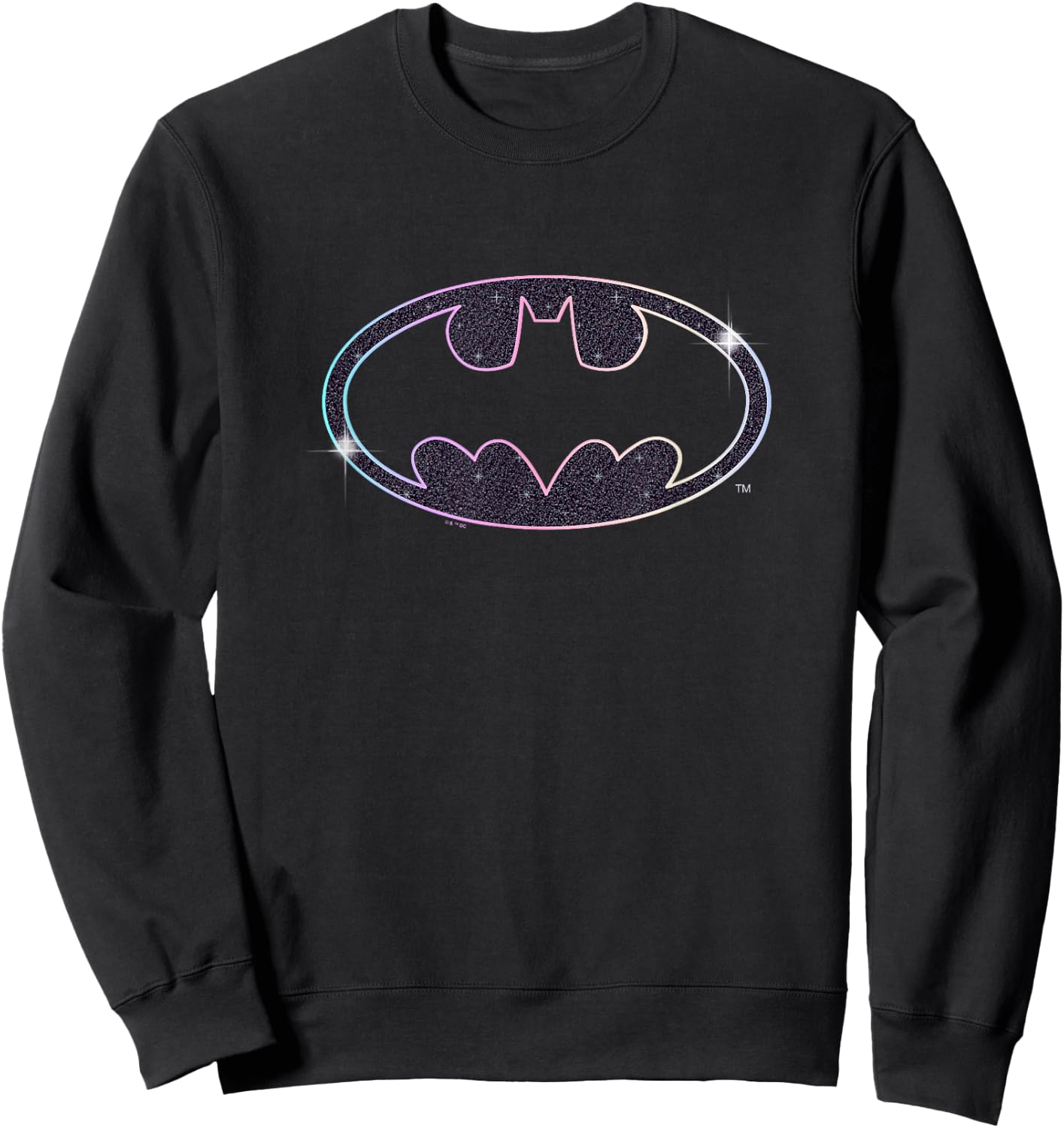 DC Comics Batman Colorful Shimmering Bat-Symbol Outline Logo Sweatshirt - Sweatshirt | Black