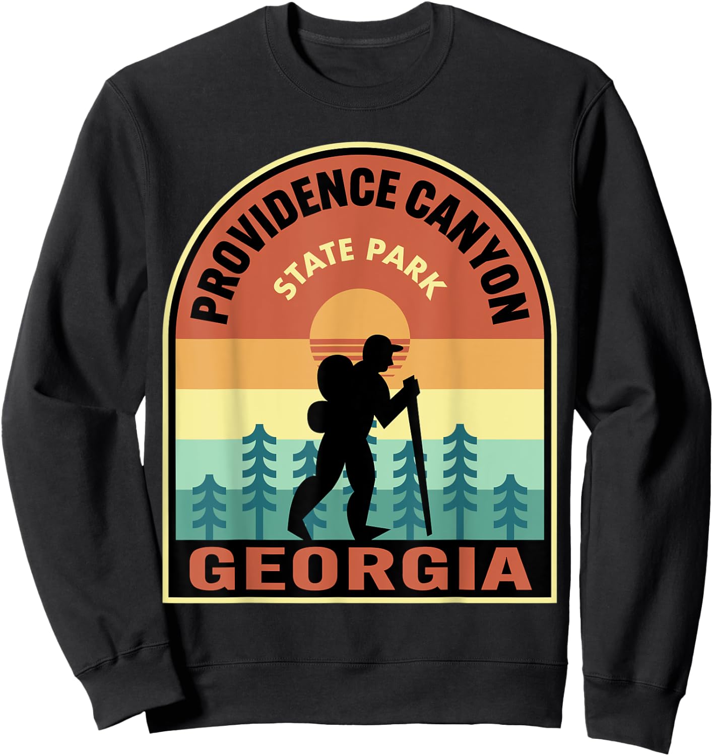 Providence Canyon State Park Georgia Retro Hiking Sweatshirt - Sweatshirt | Black