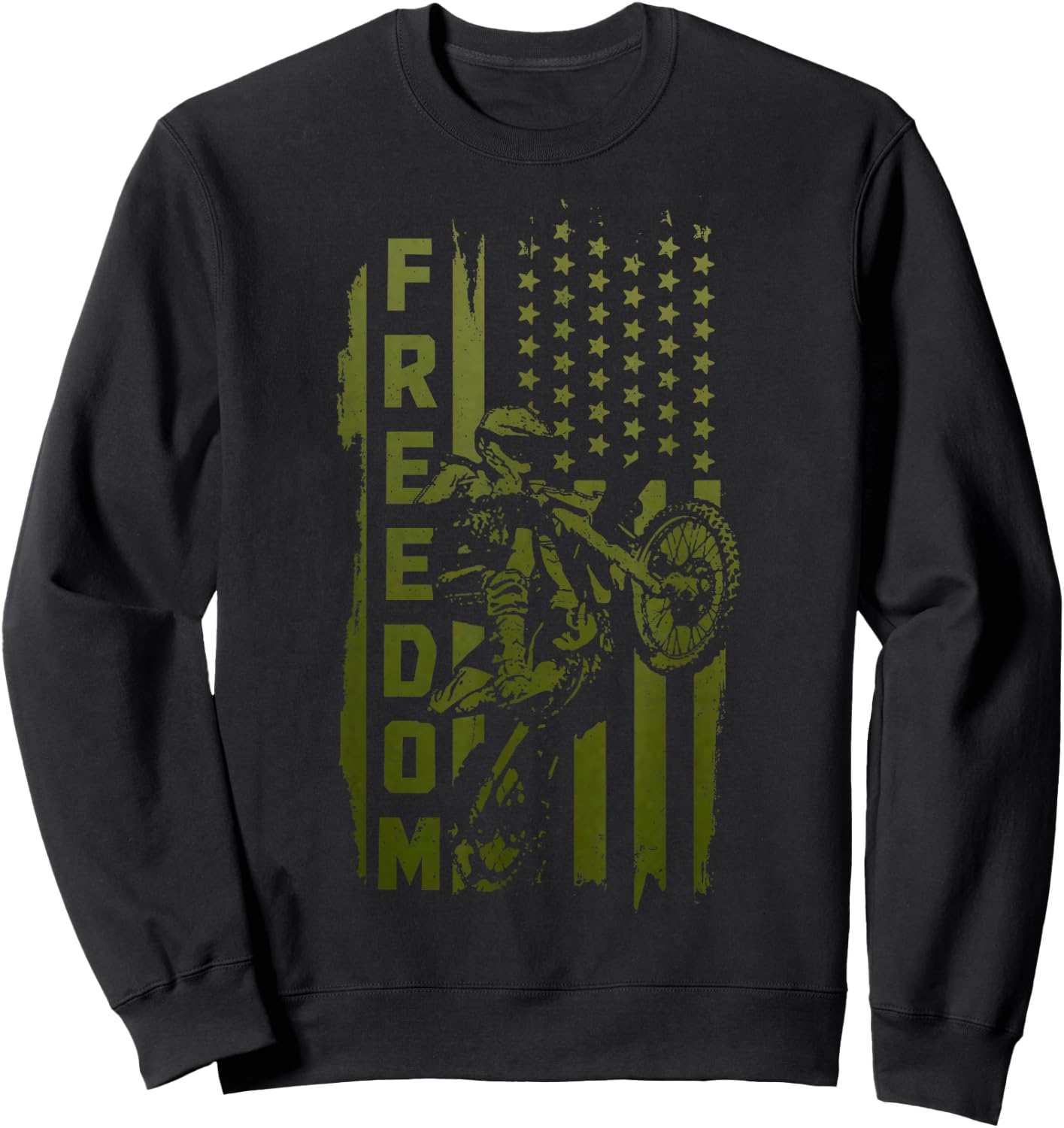 Dirt Bike Freedom American Flag MX Patriotic Motocross Kids Men Sweatshirt - Sweatshirt | Black