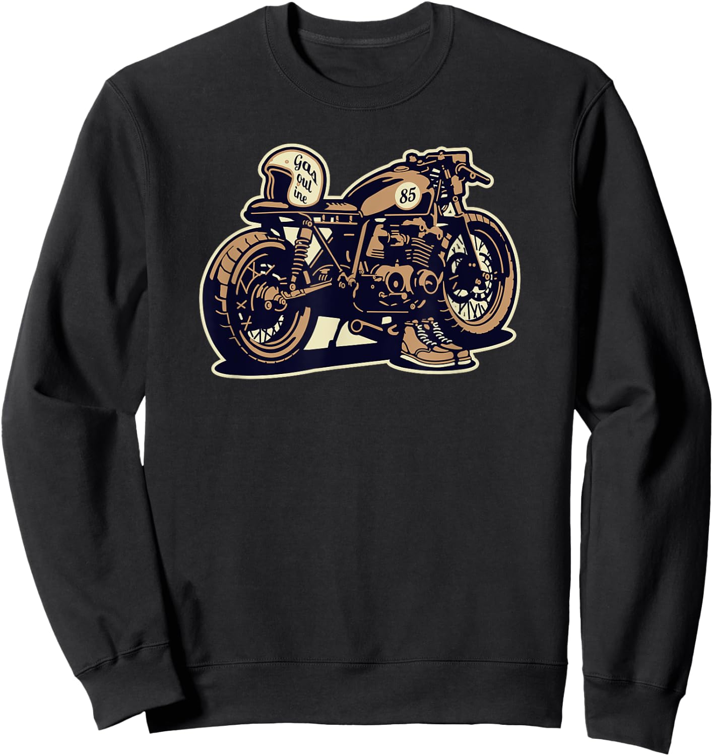 Simple Cafe Racer Bike No Words Biker On Dark Sweatshirt - Sweatshirt | Black