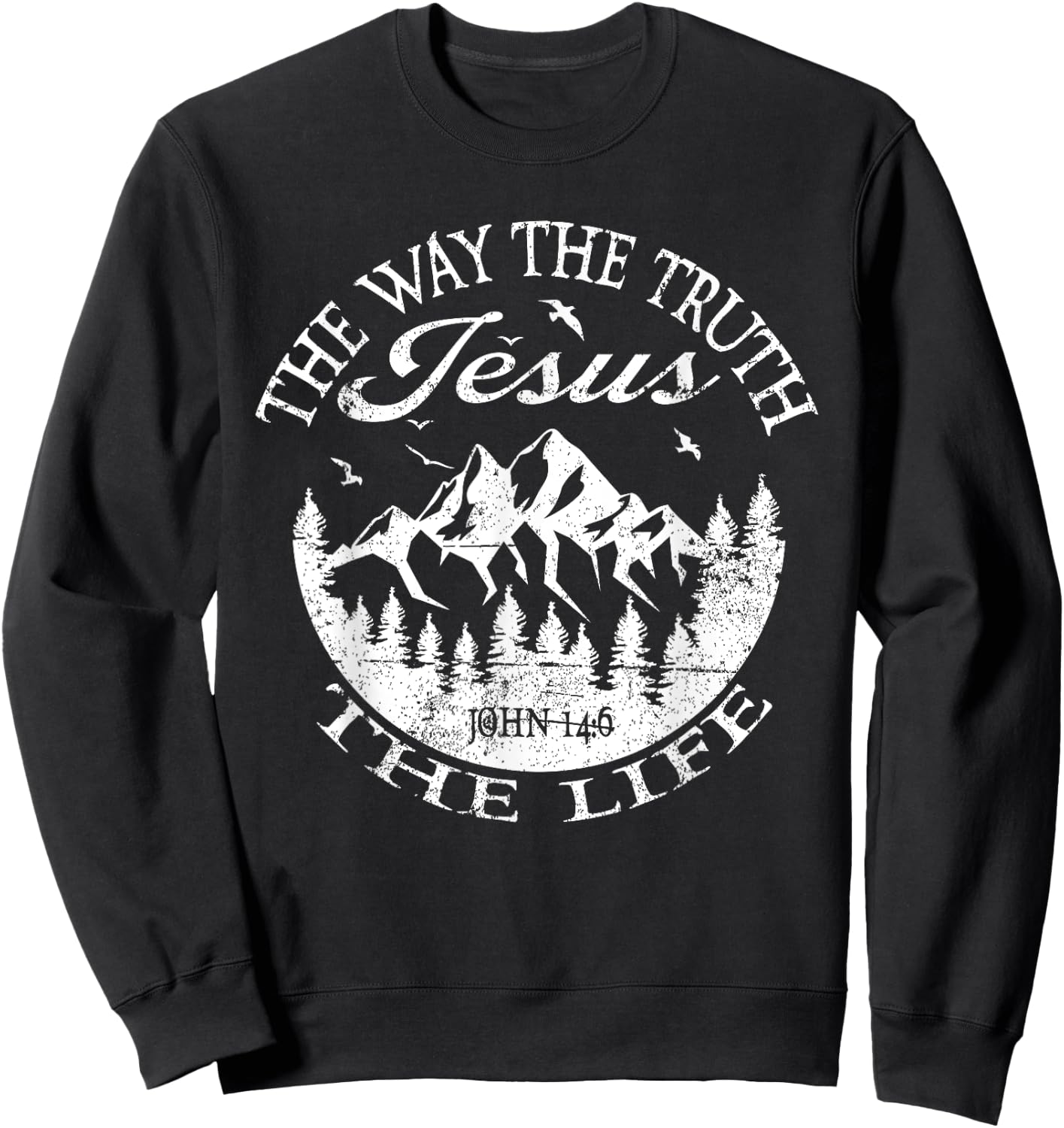 Jesus The Way Truth Life John 14:6 Bible Verse Christian Sweatshirt - Sweatshirt | Black