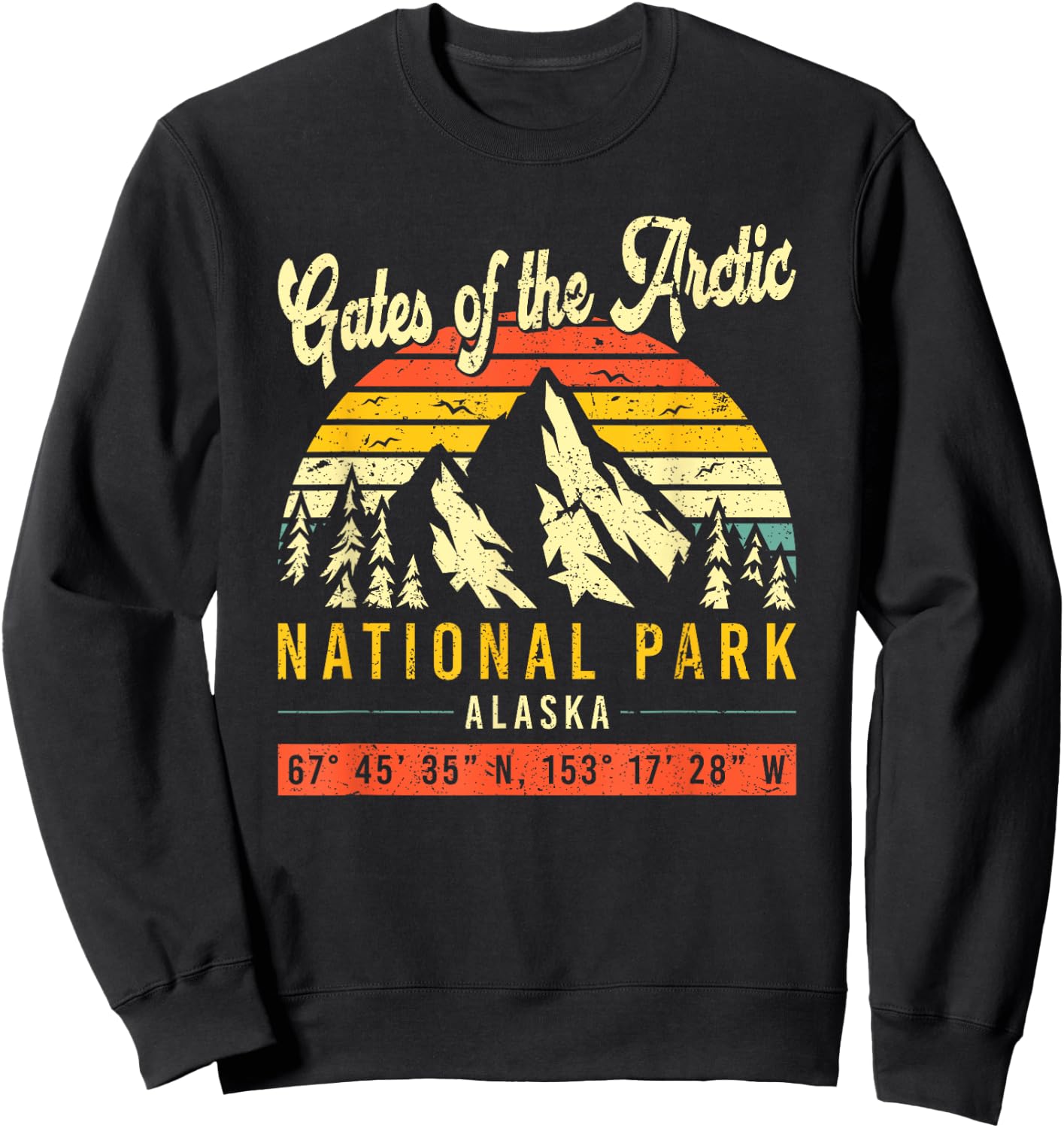 Gates Of The Arctic Vintage Retro Alaska National Park Sweatshirt - Sweatshirt | Black