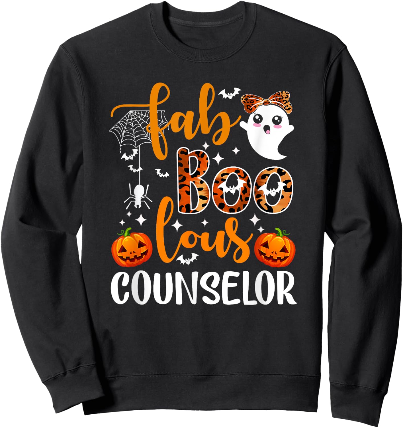 Cute Ghost Faboolous Counselor Funny Counselor Halloween Sweatshirt - Sweatshirt | Black