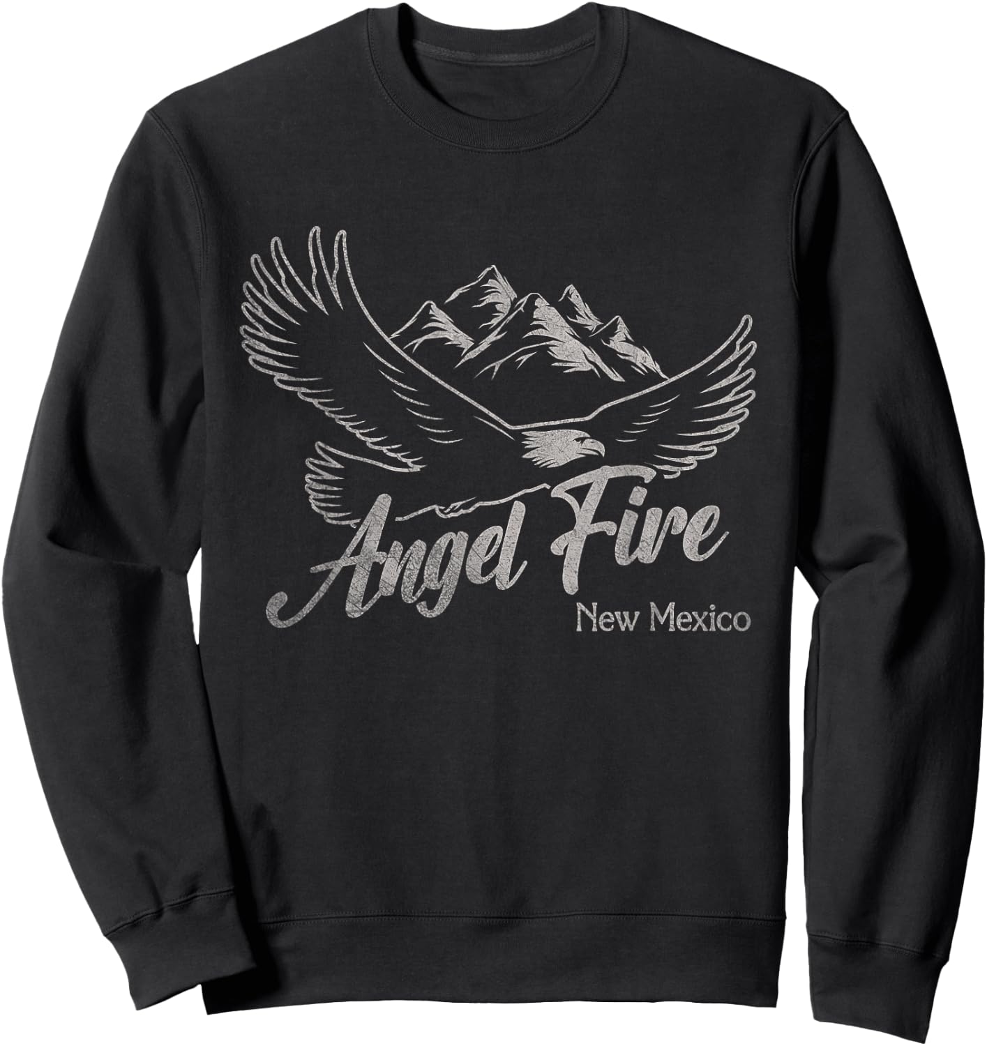 Vintage Angel Fire New Mexico Mountains Eagle Sweatshirt - Sweatshirt | Black