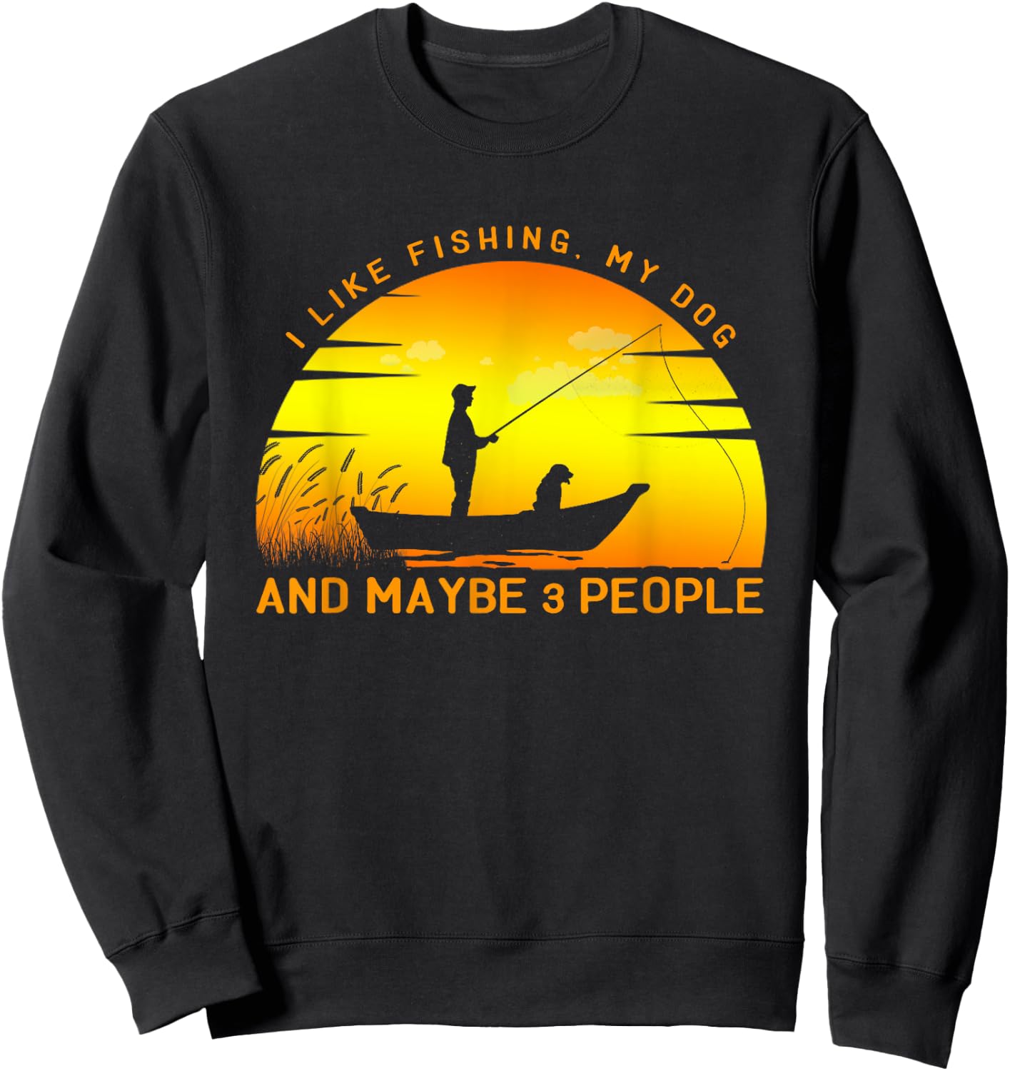 I like fishing, my dog and maybe 3 people - Vintage fishing Women Kids Sweatshirt - Sweatshirt | Black