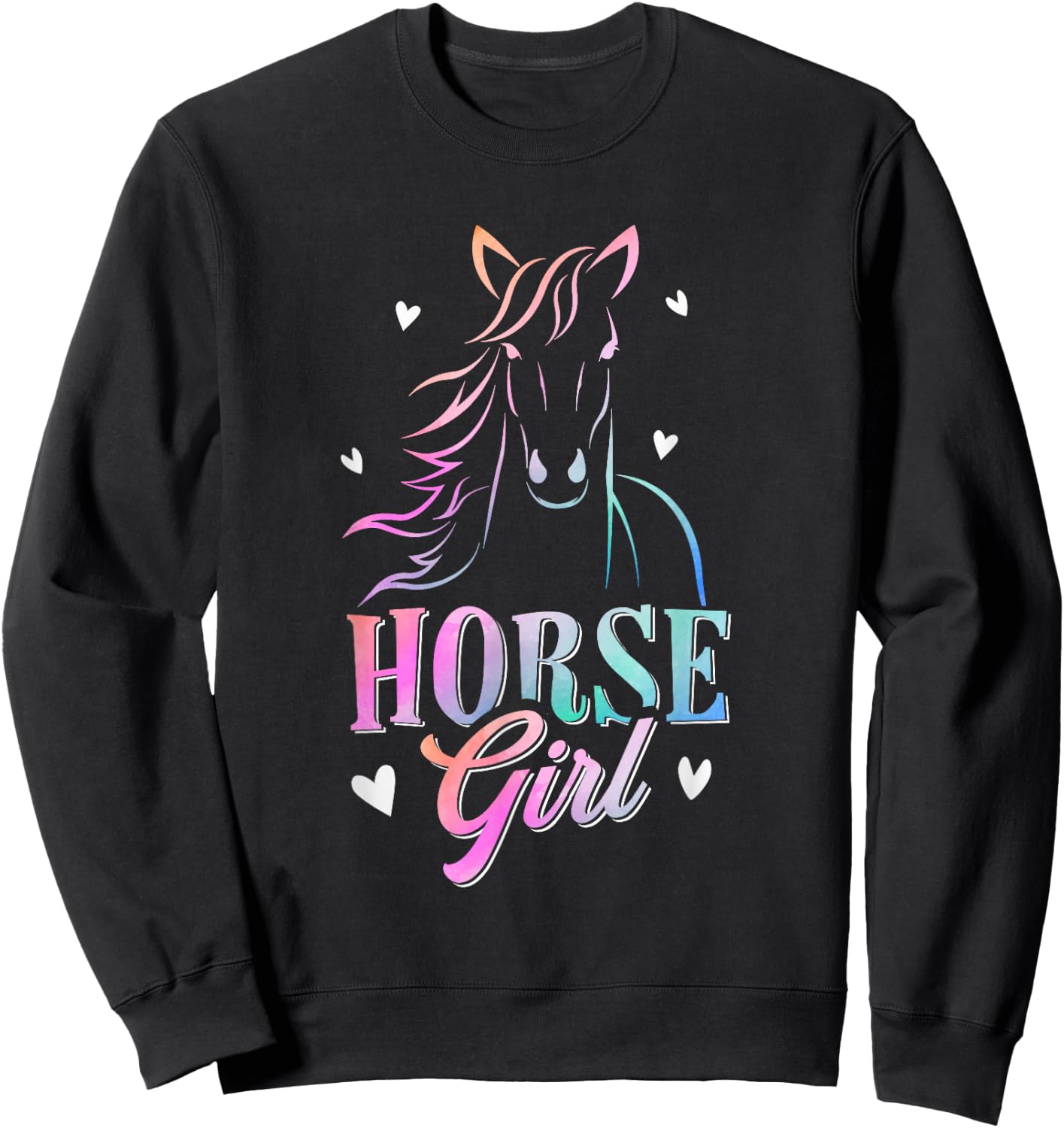 Horse Graphic Women Girls Horseback Riding Horse Lover Sweatshirt - Sweatshirt | Black