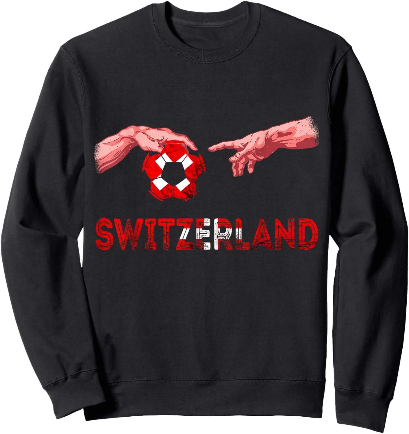 Switzerland Flag Reaching Hands Swiss Football Team Sweatshirt - Sweatshirt | Black