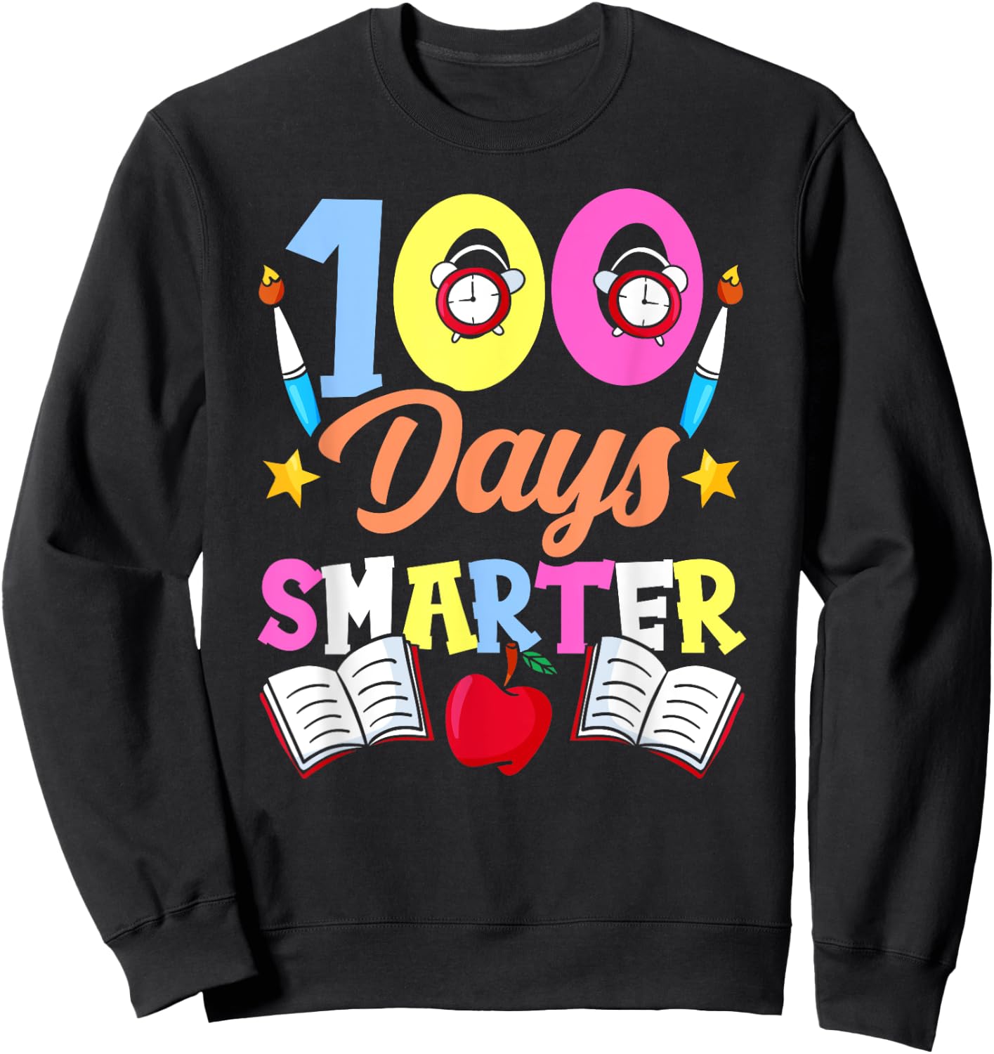 100 Days Smarter Sayings Sweet Cute Team Sweatshirt - Sweatshirt | Black