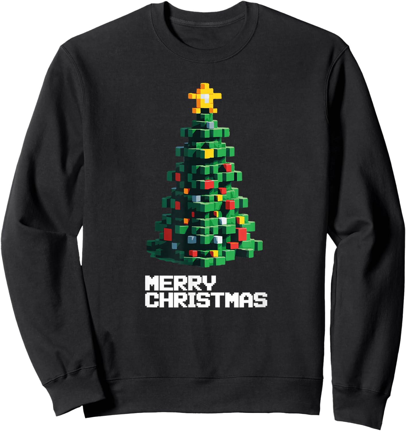 Santa's Christmas Tree Gamer Ugly Xmas Sweater 8-BIt Gaming Sweatshirt - Sweatshirt | Black