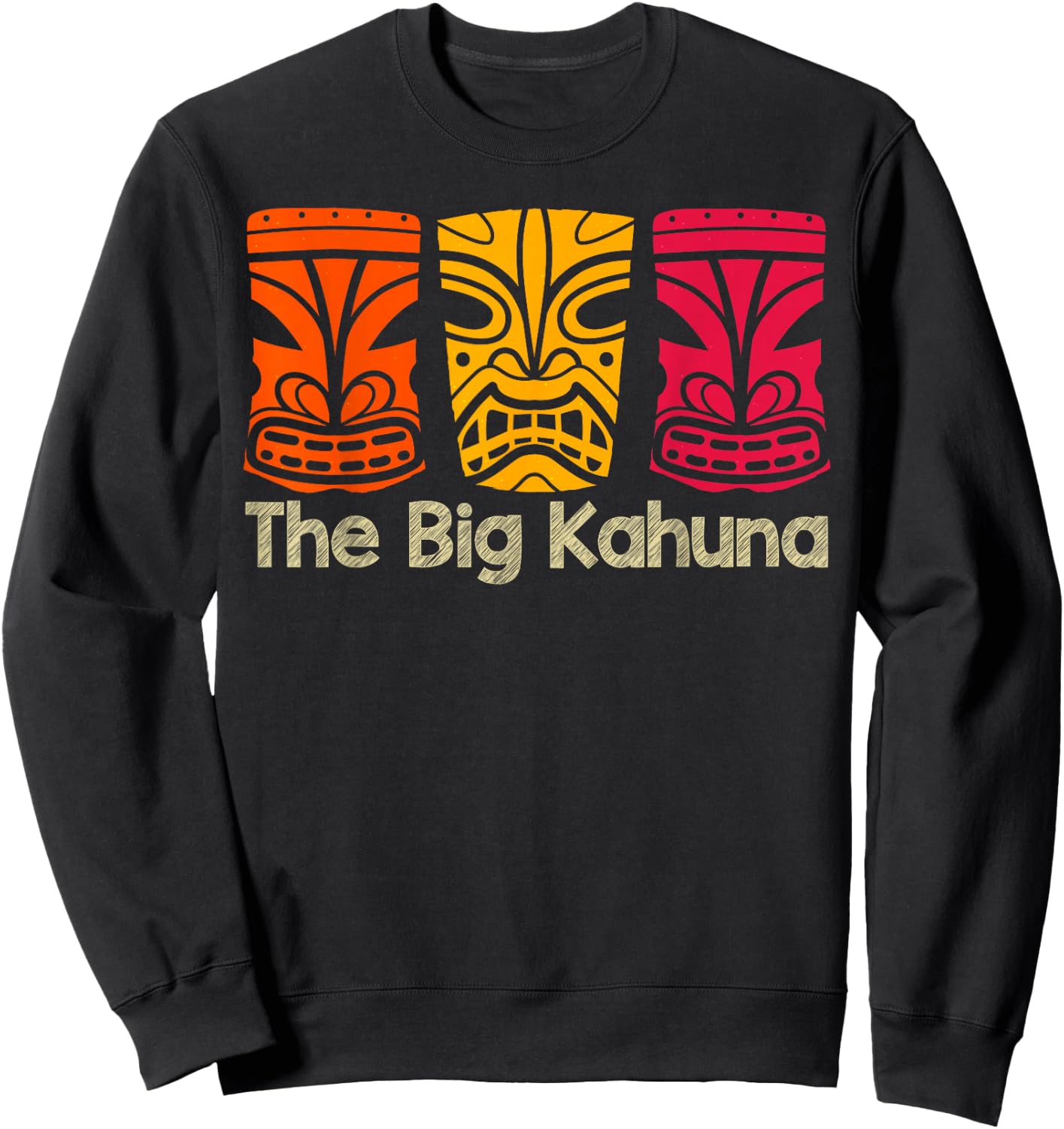 The Big Kahuna Polynesian Surfing Retro Vintage Novelty Sweatshirt - Sweatshirt | Black