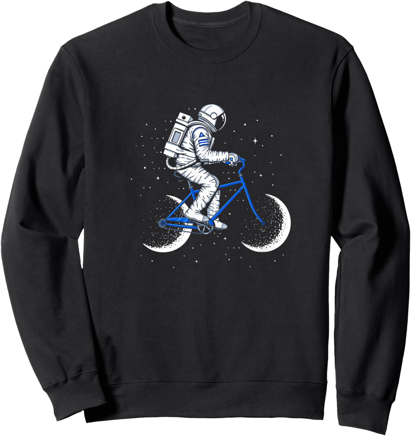 Moon Cycle Astronaut on Bicycle Space Galaxy Sweatshirt - Sweatshirt | Black
