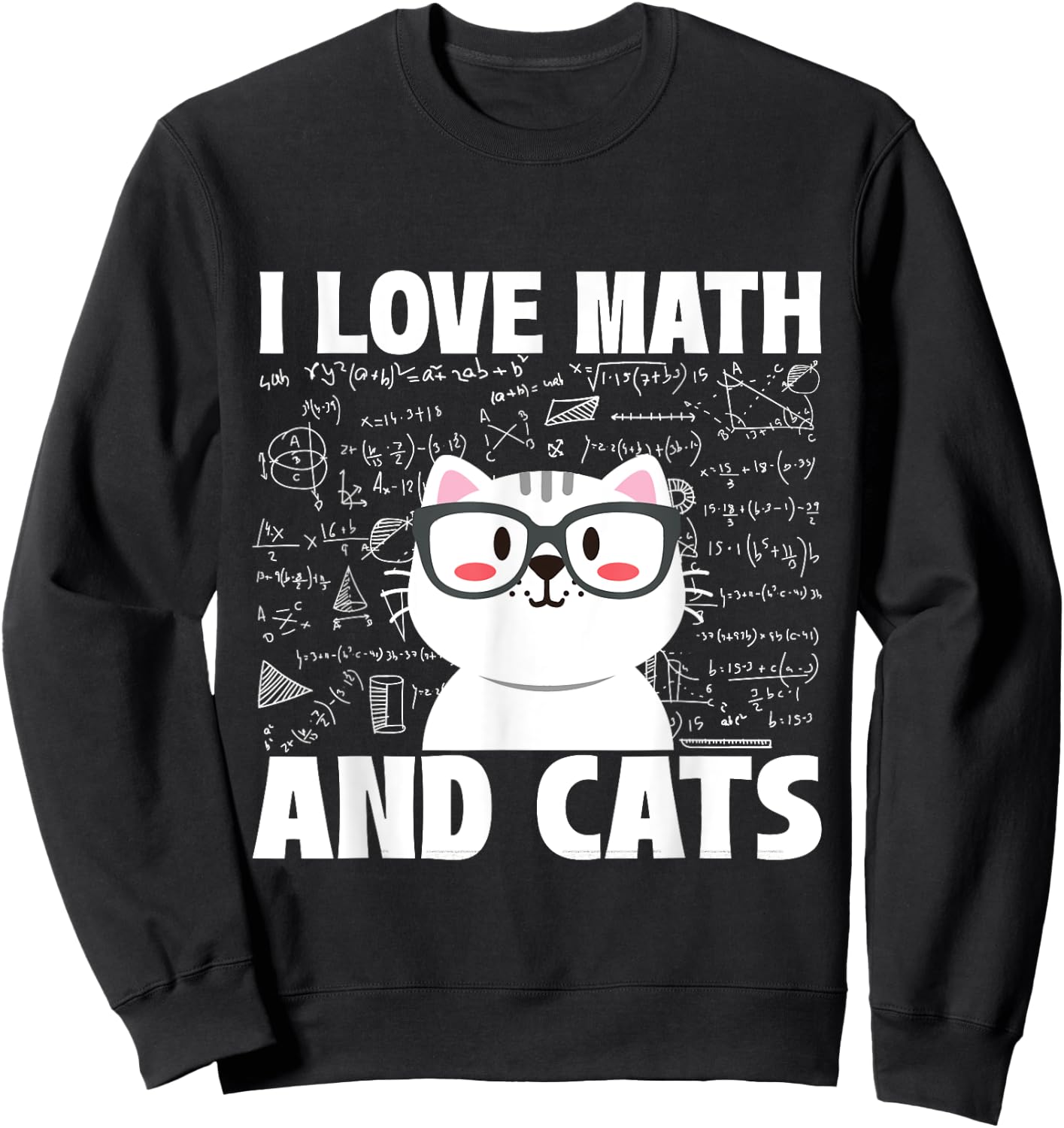 I Love Math And Cats - Feline Animal Cat Lover Kitten Kitty Sweatshirt - Sweatshirt | Black