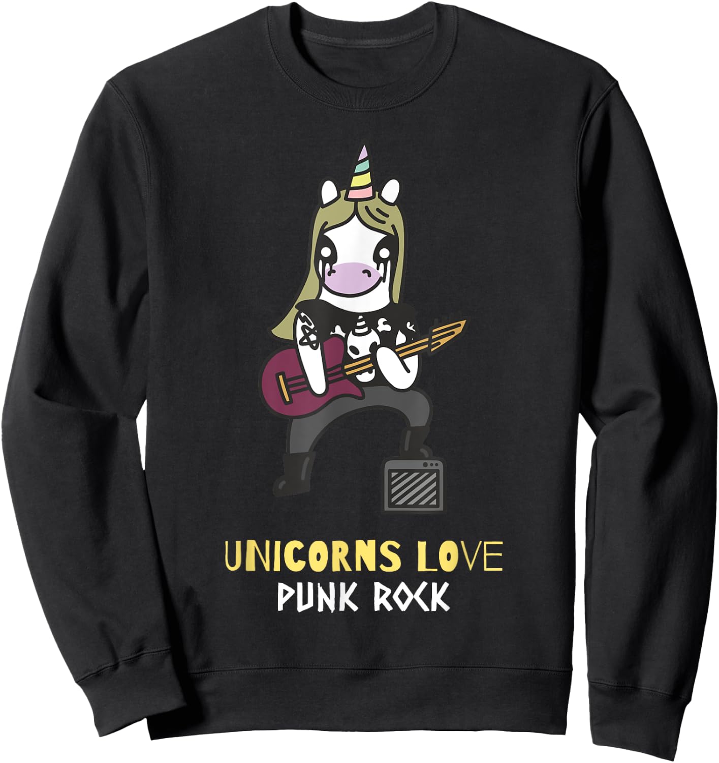 Punk Rock Unicorn Band Unicorns Love Punk Rock Sweatshirt - Sweatshirt | Black