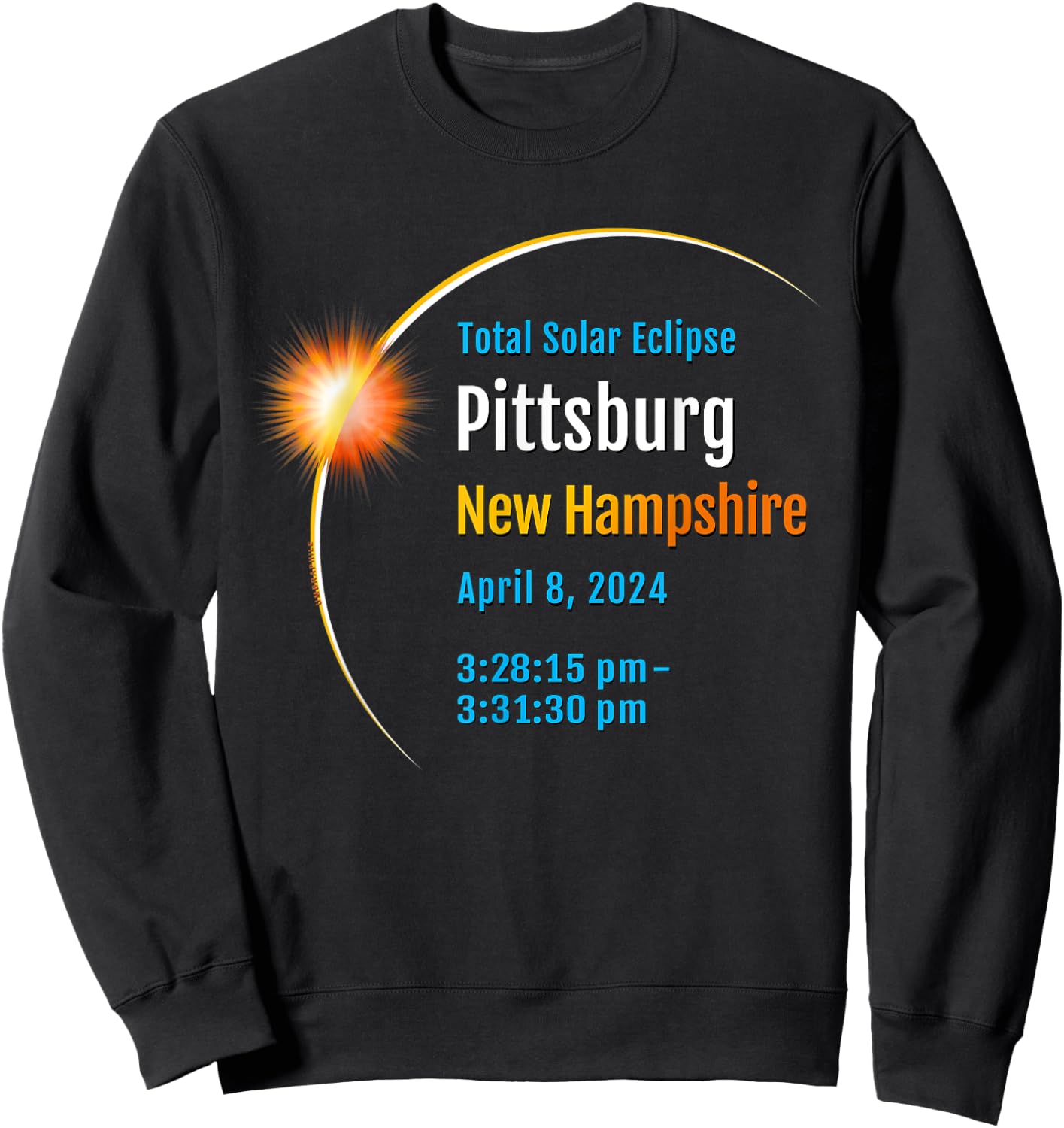 Pittsburg New Hampshire NH Total Solar Eclipse 2024 :: 1 :: Sweatshirt - Sweatshirt | Black