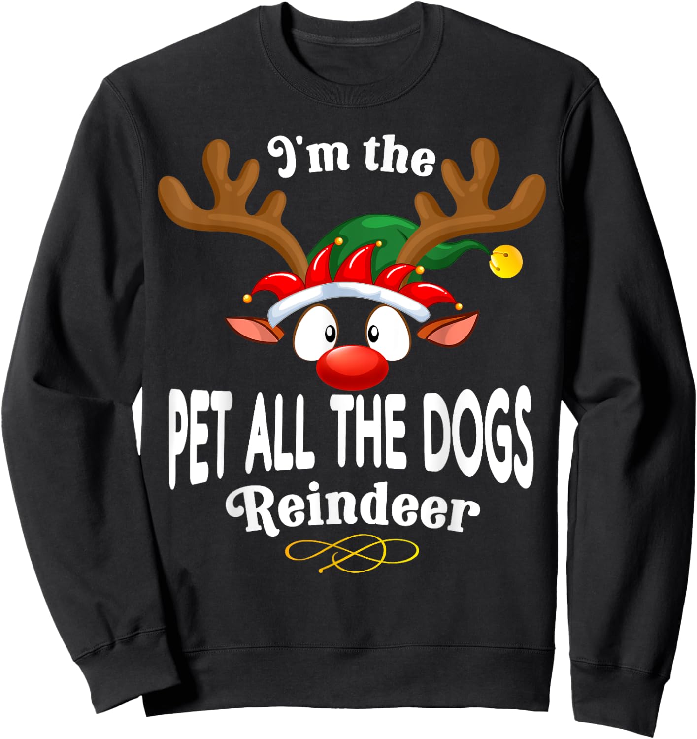 Christmas PJS Pet all the dogs XMas Reindeer Matching Sweatshirt - Sweatshirt | Black