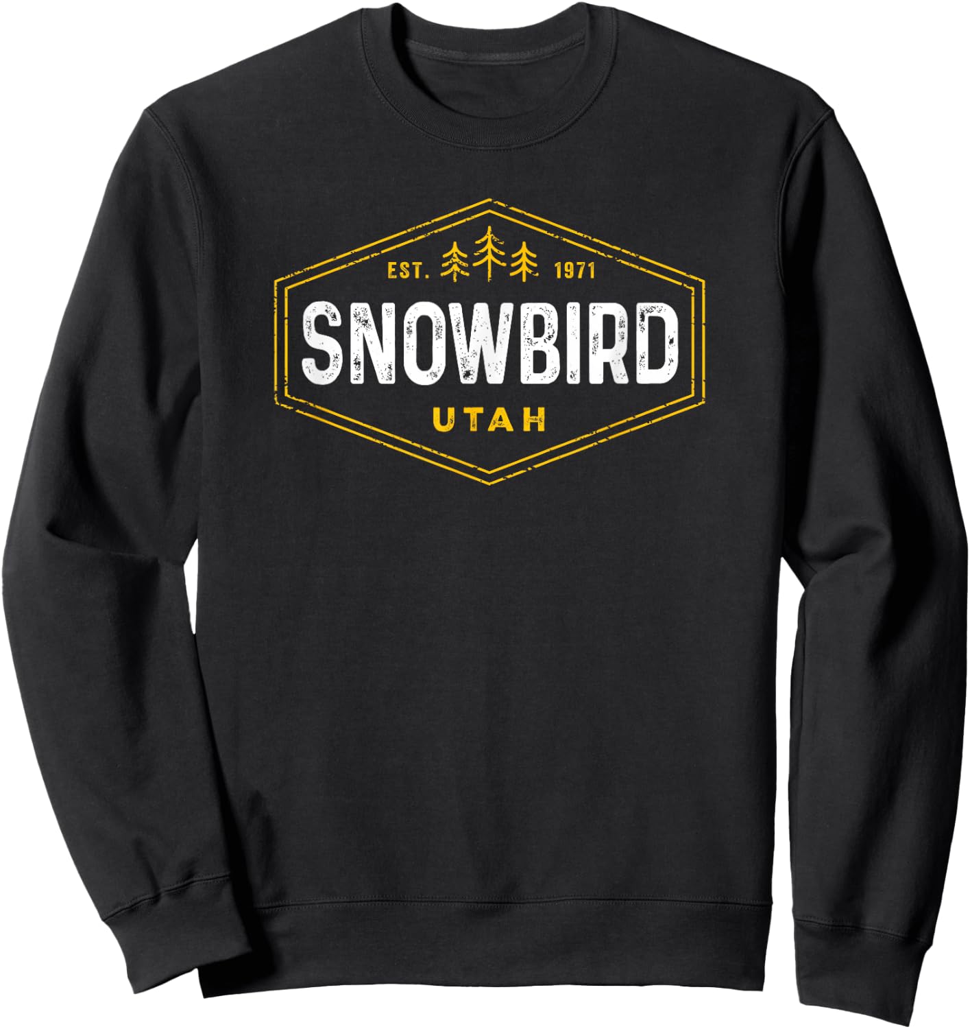 Vintage Snowbird UT Hexagon Badge Utah Snow Ski Souvenir Sweatshirt - Sweatshirt | Black