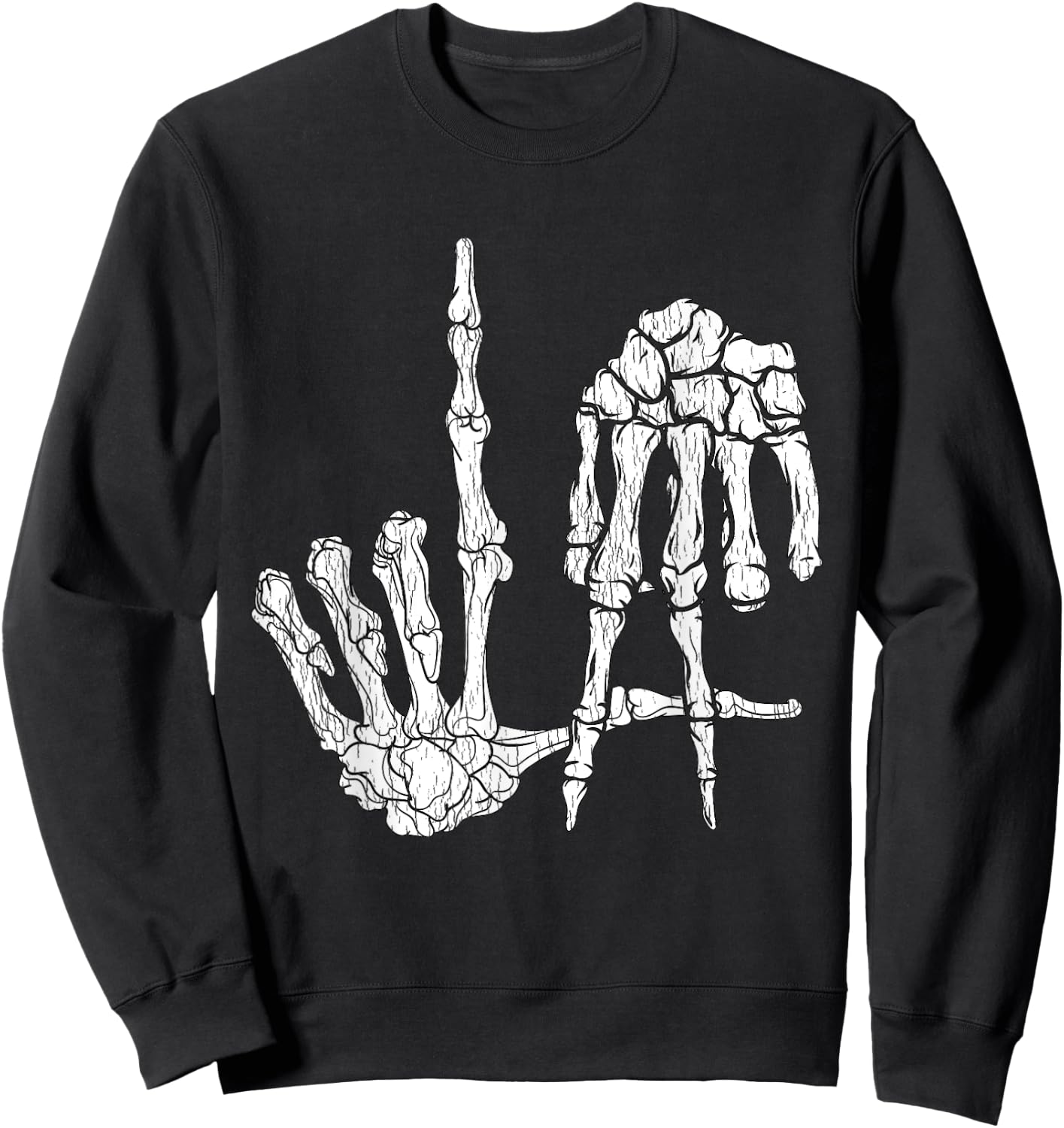 Retro LA Hands Skeleton Los Angeles Hand Sign Halloween Sweatshirt - Sweatshirt | Black