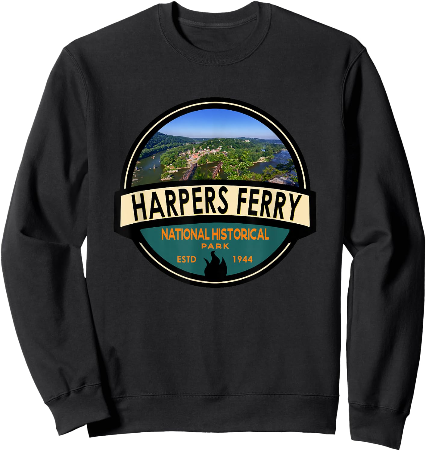 Harpers Ferry National Historical Park Emblem Vintage Sweatshirt - Sweatshirt | Black