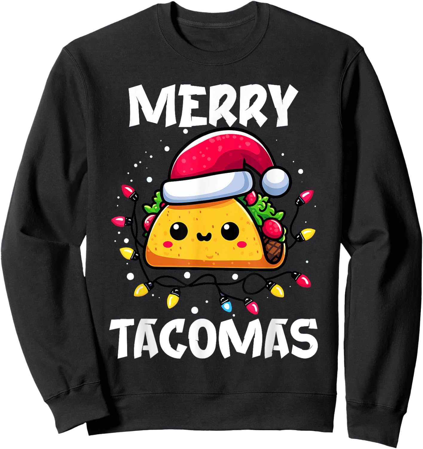 Merry Tacomas Christmas Taco Santa Claus Hat Funny Boys Sweatshirt - Sweatshirt | Black