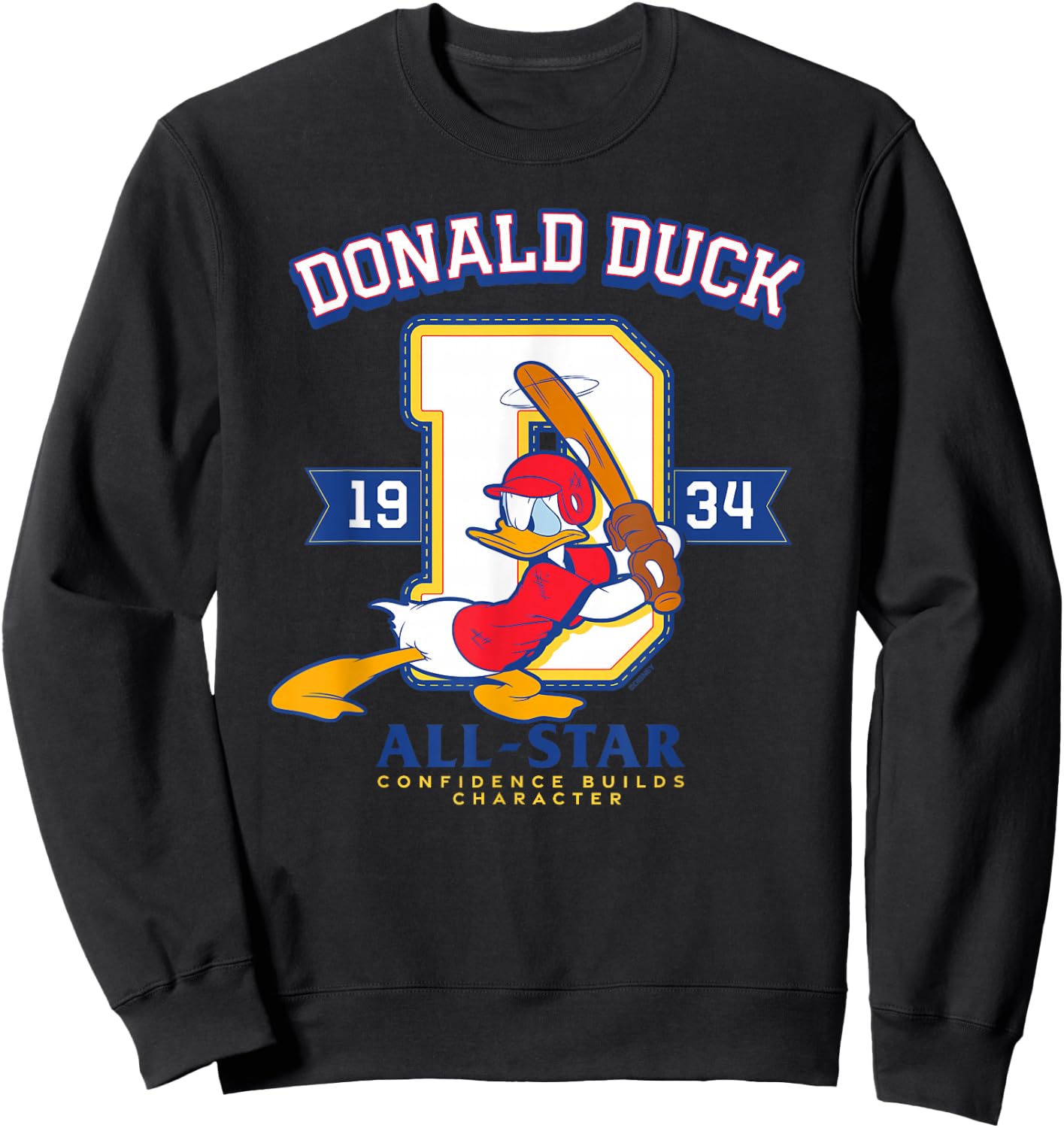 Disney Donald Duck Baseball 1934 All-Star Confidence Sports Sweatshirt - Sweatshirt | Black